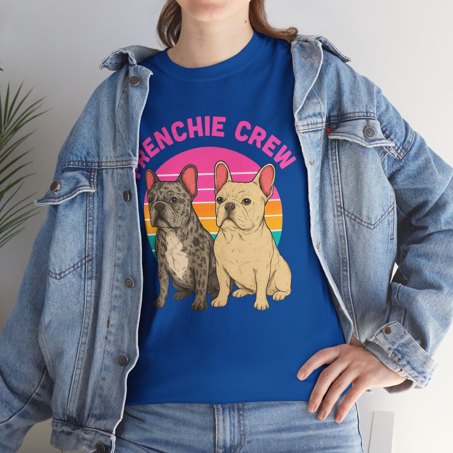 Frenchie Crew T-Shirt | Retro French Bulldog Tee | Merle & Cream Frenchie Dog Lover Shirt | Cute Gift for Frenchie Moms & Dads