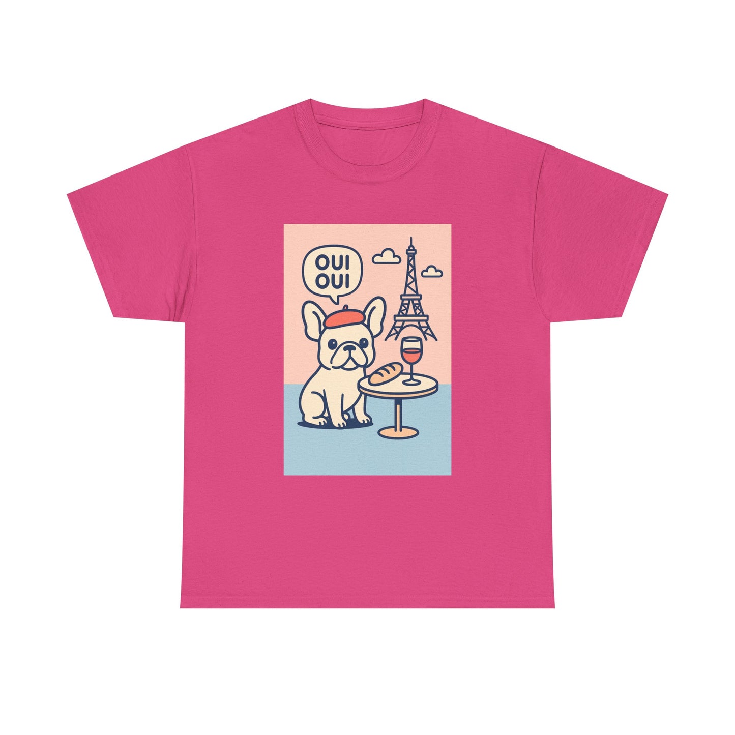 Oui Oui Frenchie Paris T-Shirt – Cute French Bulldog Café Tee, Paris Dog Lover Shirt, Beret & Baguette Graphic, French Bulldog Gift for Women & Men