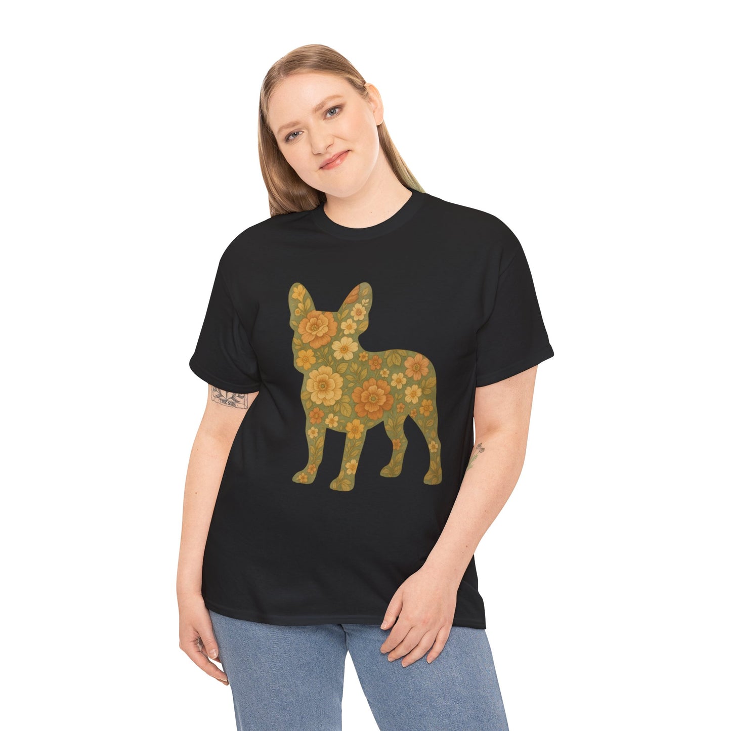Floral Frenchie T-Shirt | Retro Flower French Bulldog Tee | Boho Dog Mom Shirt | Cute Pet Lover Gift | Vintage Botanical Dog Graphic Tee