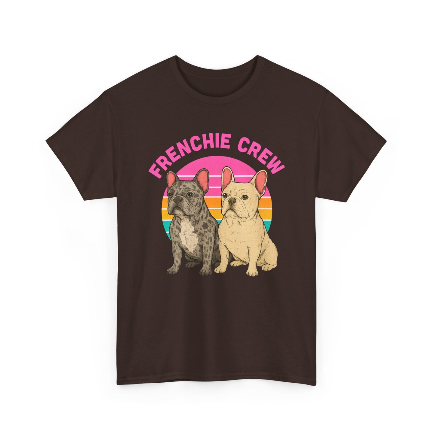 Frenchie Crew T-Shirt | Retro French Bulldog Tee | Merle & Cream Frenchie Dog Lover Shirt | Cute Gift for Frenchie Moms & Dads