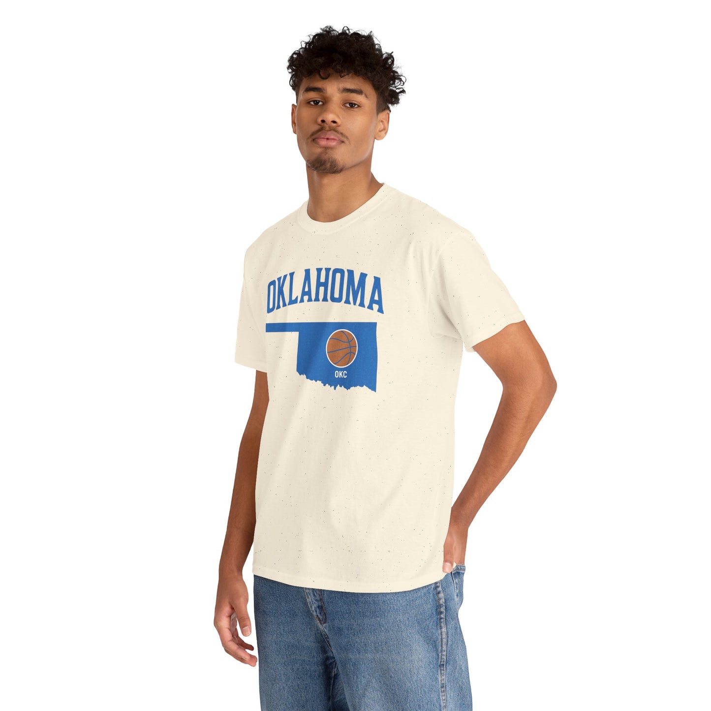 Oklahoma City Basketball Shirt | OKC Basketball Style Tee | Blue & Orange Oklahoma State T-Shir