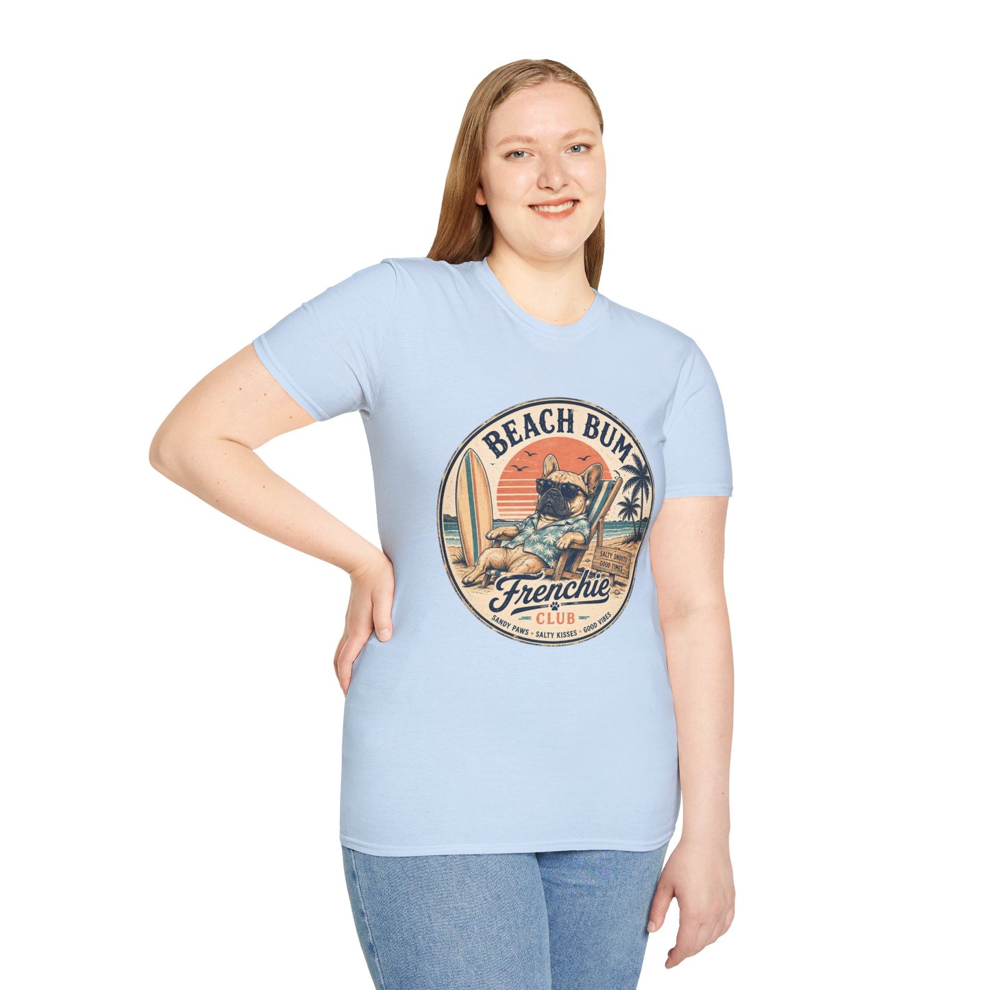 Beach Bum French Bulldog Shirt, Frenchie Beach Club Tee, Summer Frenchie Shirt, Dog Mom Beach Shirt, Coastal French Bulldog Graphic Tee