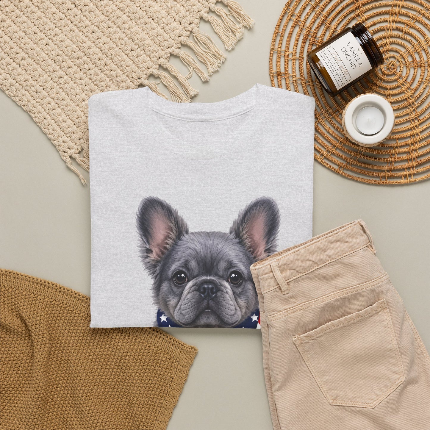 Patriotic Fluffy French Bulldog Shirt, Fluffy Frenchie American Flag Tee, Fourth of July Dog Lover Shirt, USA Fluffy Frenchie Gift