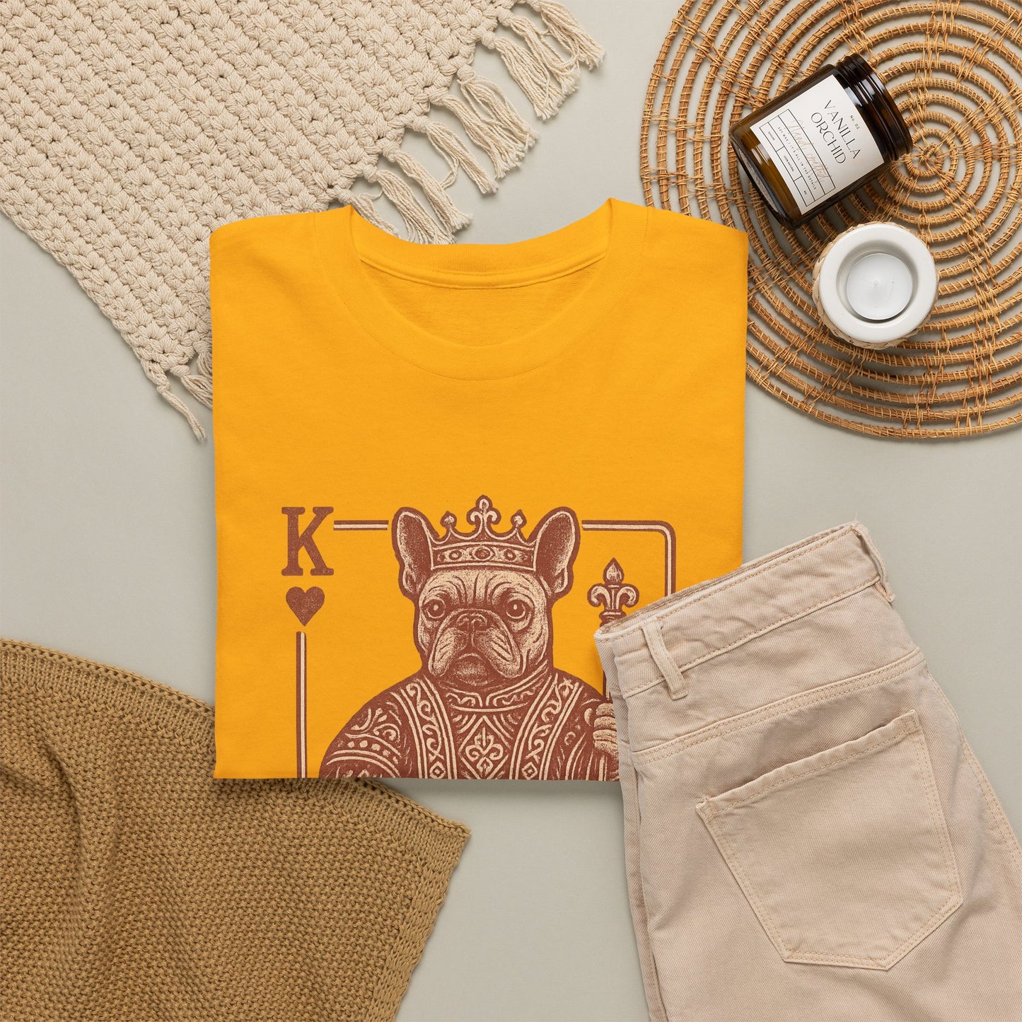 King French Bulldog Shirt, Frenchie Playing Card Tee, Royal Frenchie T-Shirt, Vintage French Bulldog Graphic Shirt, Dog Lover Gift, King of Hearts Frenchie Tee