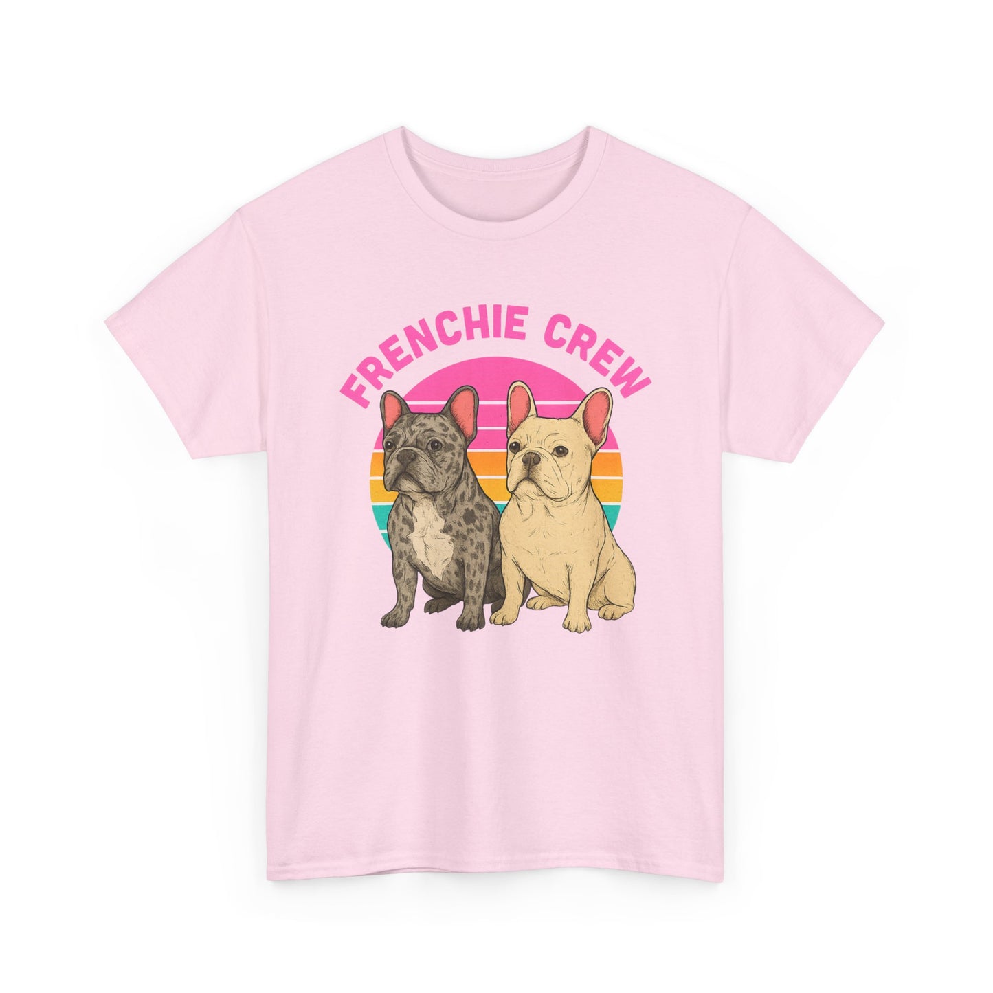 Frenchie Crew T-Shirt | Retro French Bulldog Tee | Merle & Cream Frenchie Dog Lover Shirt | Cute Gift for Frenchie Moms & Dads