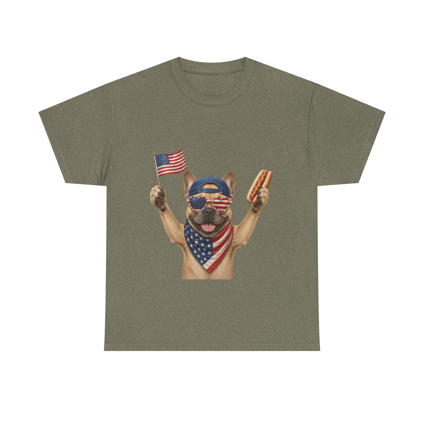 Patriotic French Bulldog Shirt, Funny Frenchie 4th of July Tee, American Flag Dog Shirt, Hot Dog French Bulldog Gift, USA Dog Lover Shirt