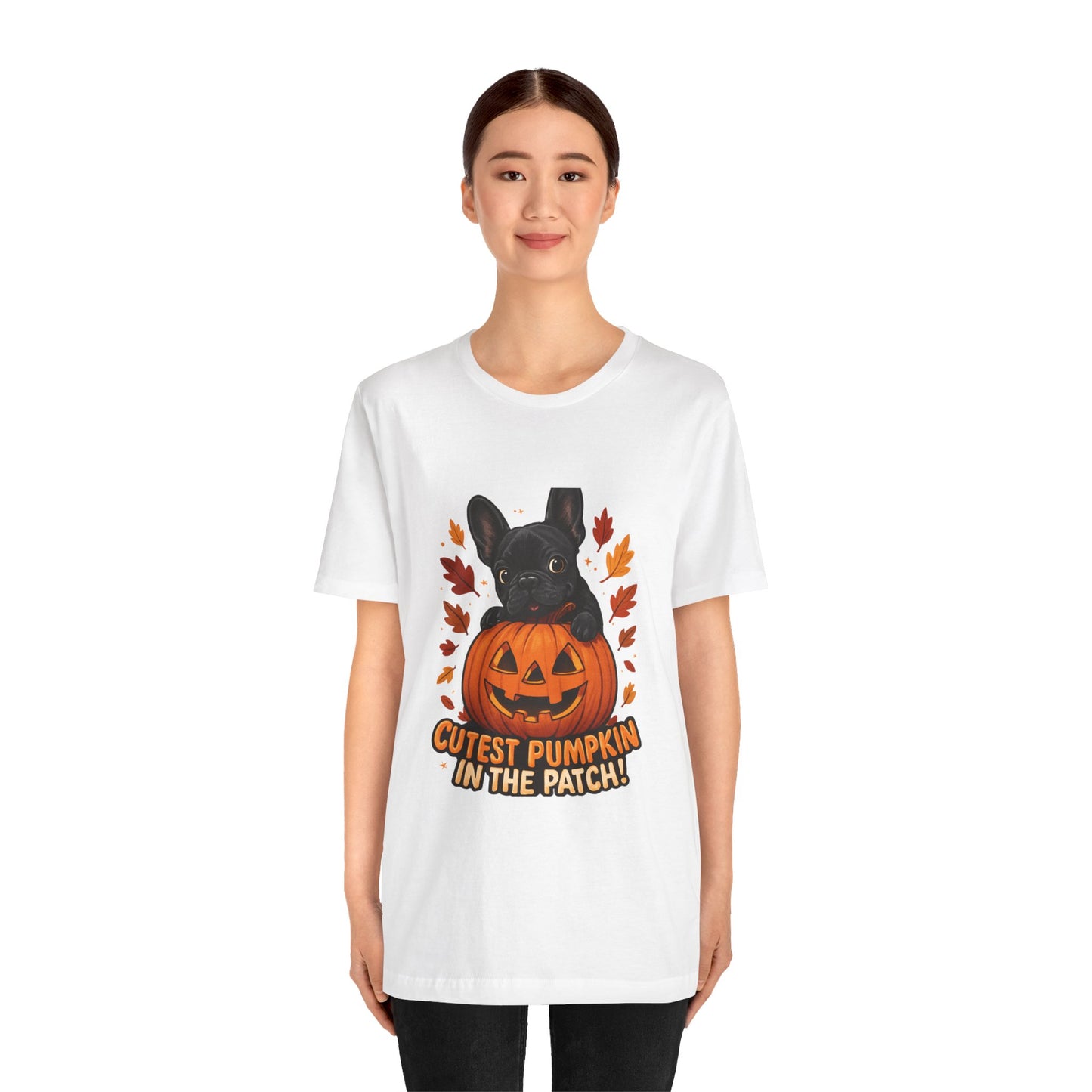 Cutest Pumpkin in the Patch Frenchie T-Shirt | Halloween Dog Lover Tee | Fall French Bulldog Shirt | Cute Pumpkin Patch Graphic Tee