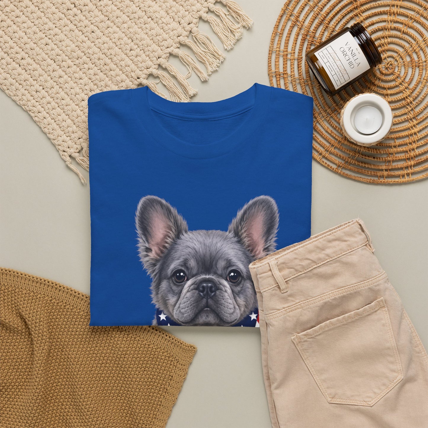 Patriotic Fluffy French Bulldog Shirt, Fluffy Frenchie American Flag Tee, Fourth of July Dog Lover Shirt, USA Fluffy Frenchie Gift