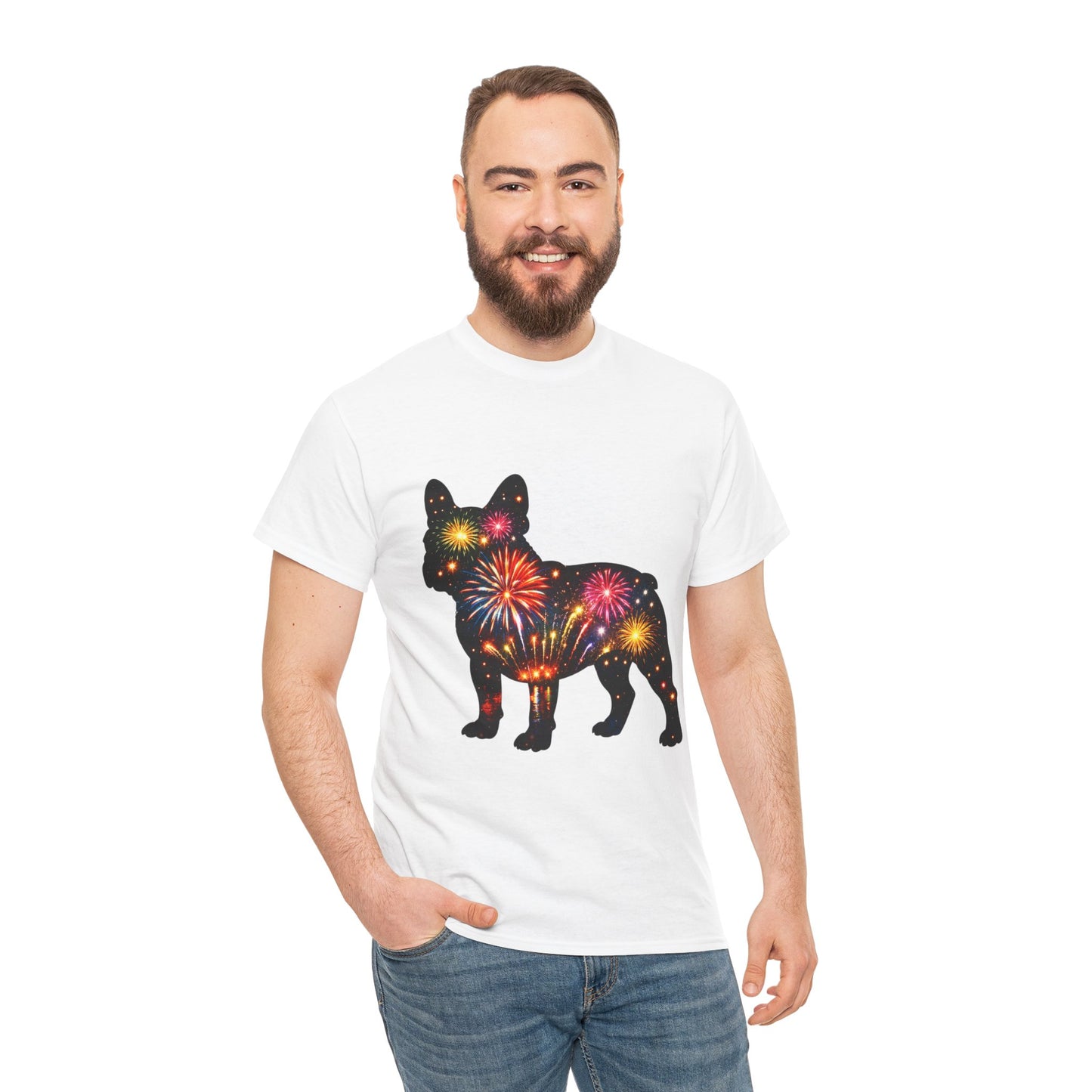 Patriotic French Bulldog Shirt, Fireworks Frenchie Tee, Fourth of July Dog Lover Shirt, Independence Day French Bulldog Gift, USA Dog Tee
