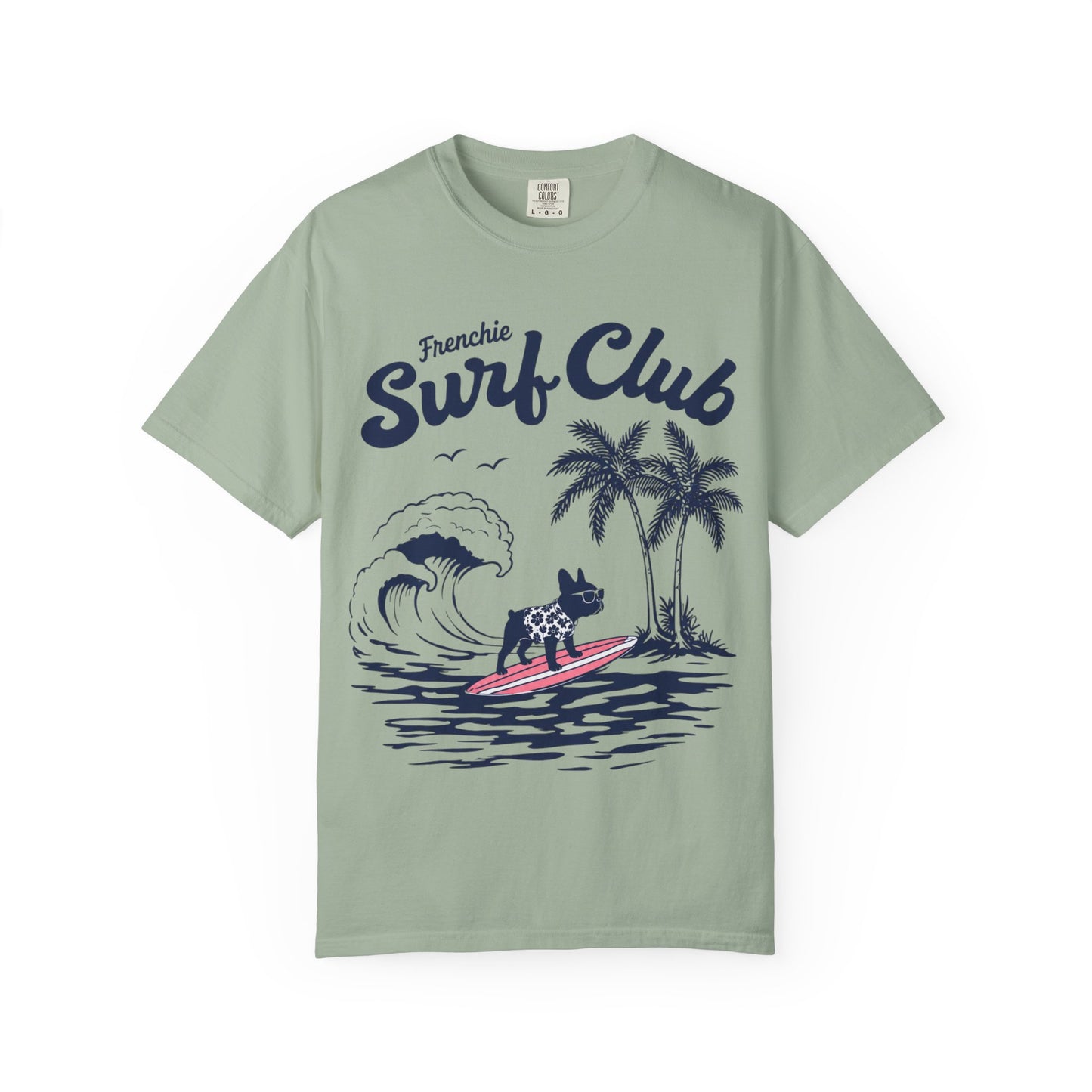 Frenchie Surf Club Shirt, Surfing French Bulldog Tee, Beach Frenchie Shirt, Summer Dog Lover Shirt, Coastal French Bulldog Gift