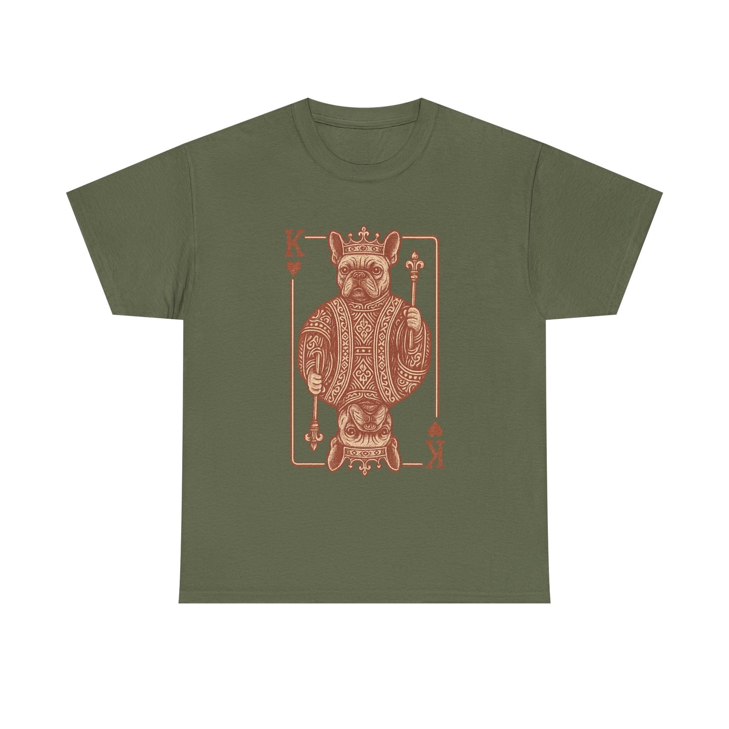 King French Bulldog Shirt, Frenchie Playing Card Tee, Royal Frenchie T-Shirt, Vintage French Bulldog Graphic Shirt, Dog Lover Gift, King of Hearts Frenchie Tee