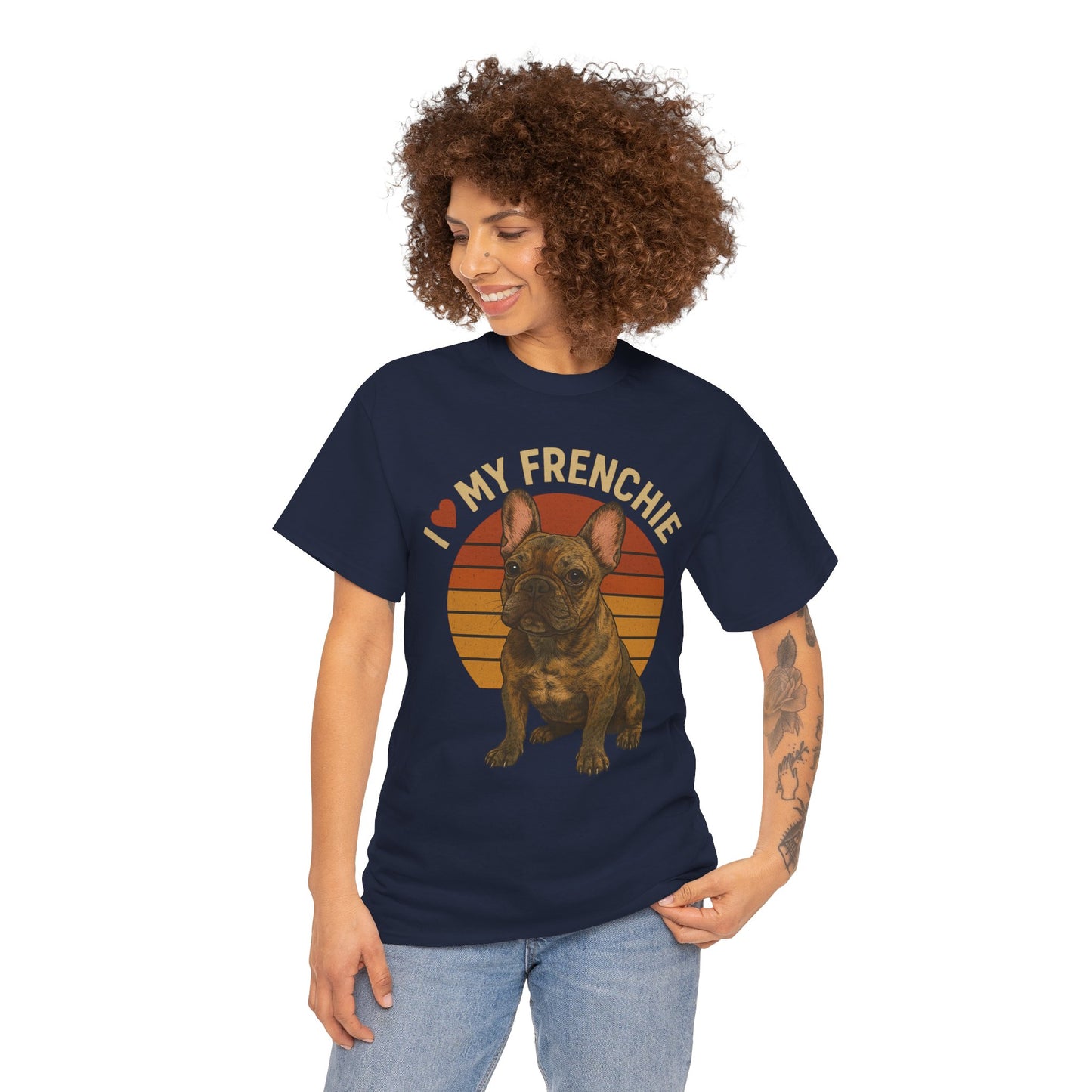 I Love My Frenchie T-Shirt | Brindle French Bulldog Retro Tee | Vintage Dog Lover Shirt | Frenchie Mom & Dad Gift