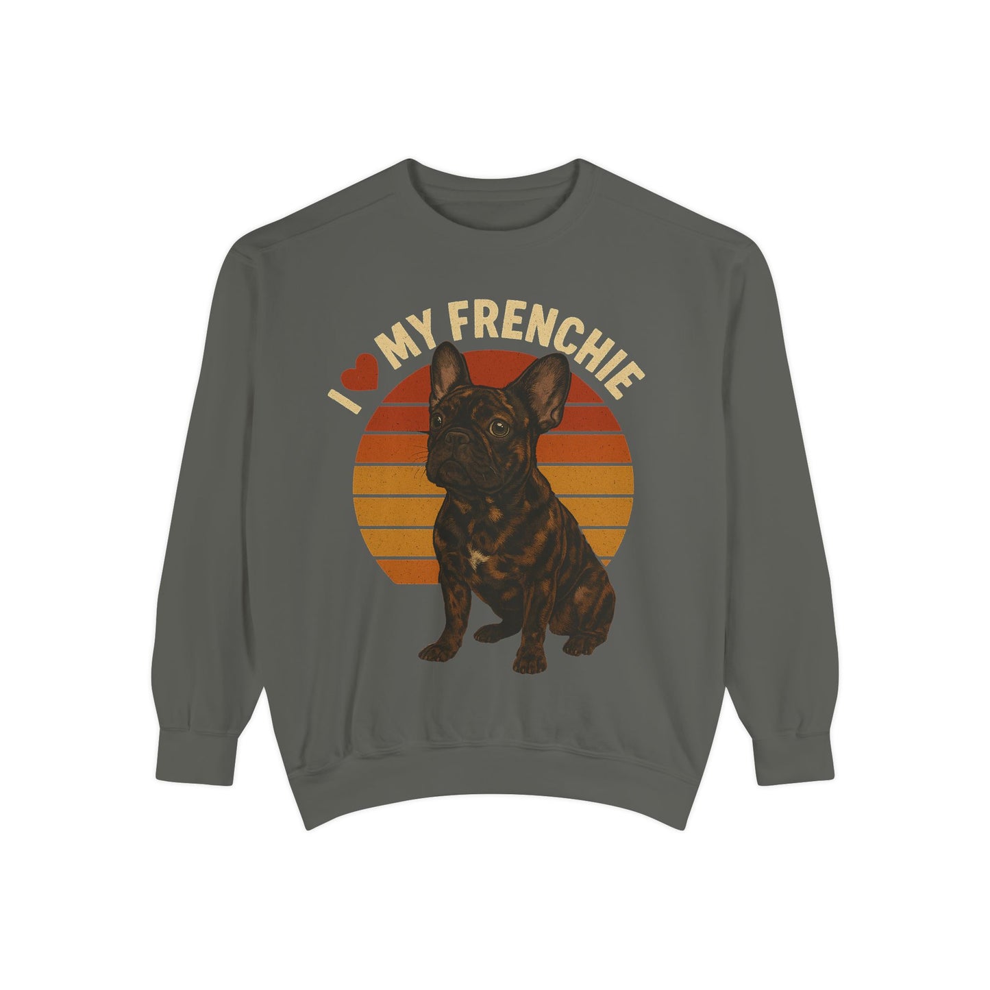 I Love My Frenchie Sweatshirt | Retro Merle French Bulldog Pullover | Vintage Dog Lover Crewneck | Frenchie Mom & Dad Gift