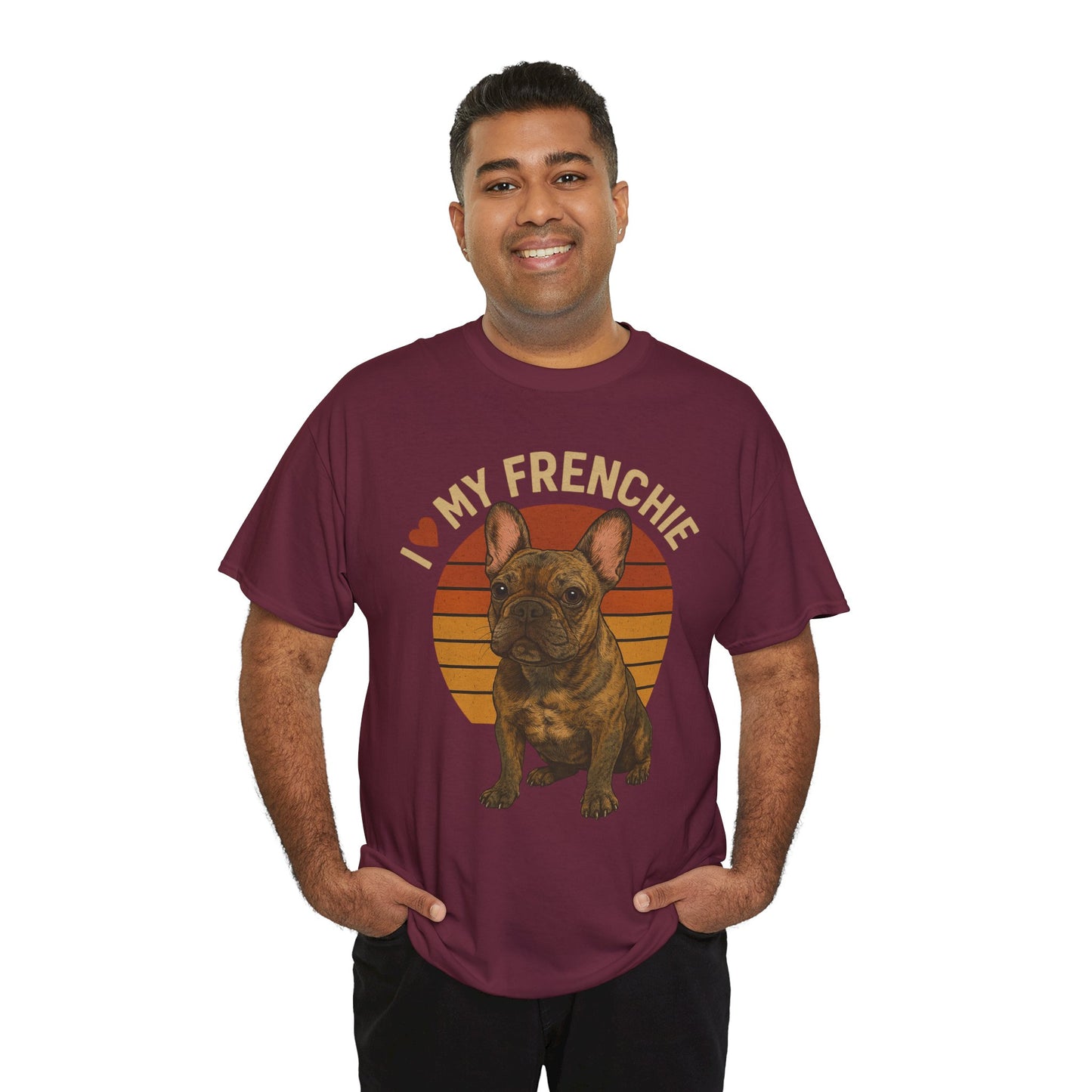 I Love My Frenchie T-Shirt | Brindle French Bulldog Retro Tee | Vintage Dog Lover Shirt | Frenchie Mom & Dad Gift