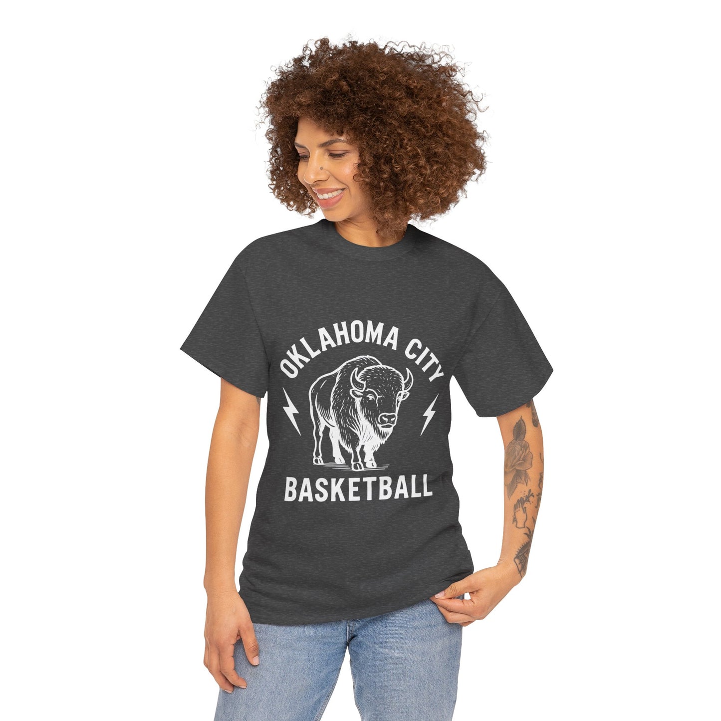 Oklahoma City Bison Basketball Shirt • OKC Hoops Tee • Retro Thunder Spirit T-Shirt • Western Bison Basketball Fan Shirt