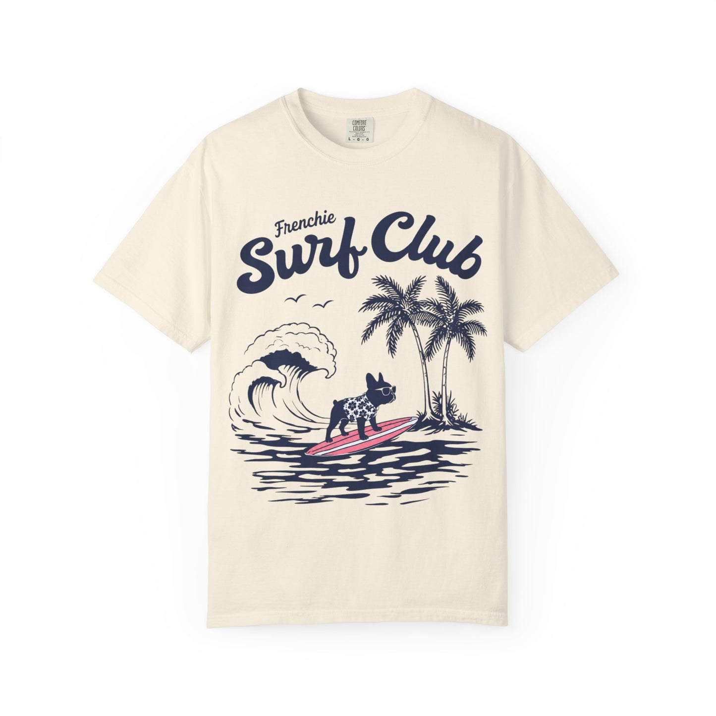 Frenchie Surf Club Shirt, Surfing French Bulldog Tee, Beach Frenchie Shirt, Summer Dog Lover Shirt, Coastal French Bulldog Gift