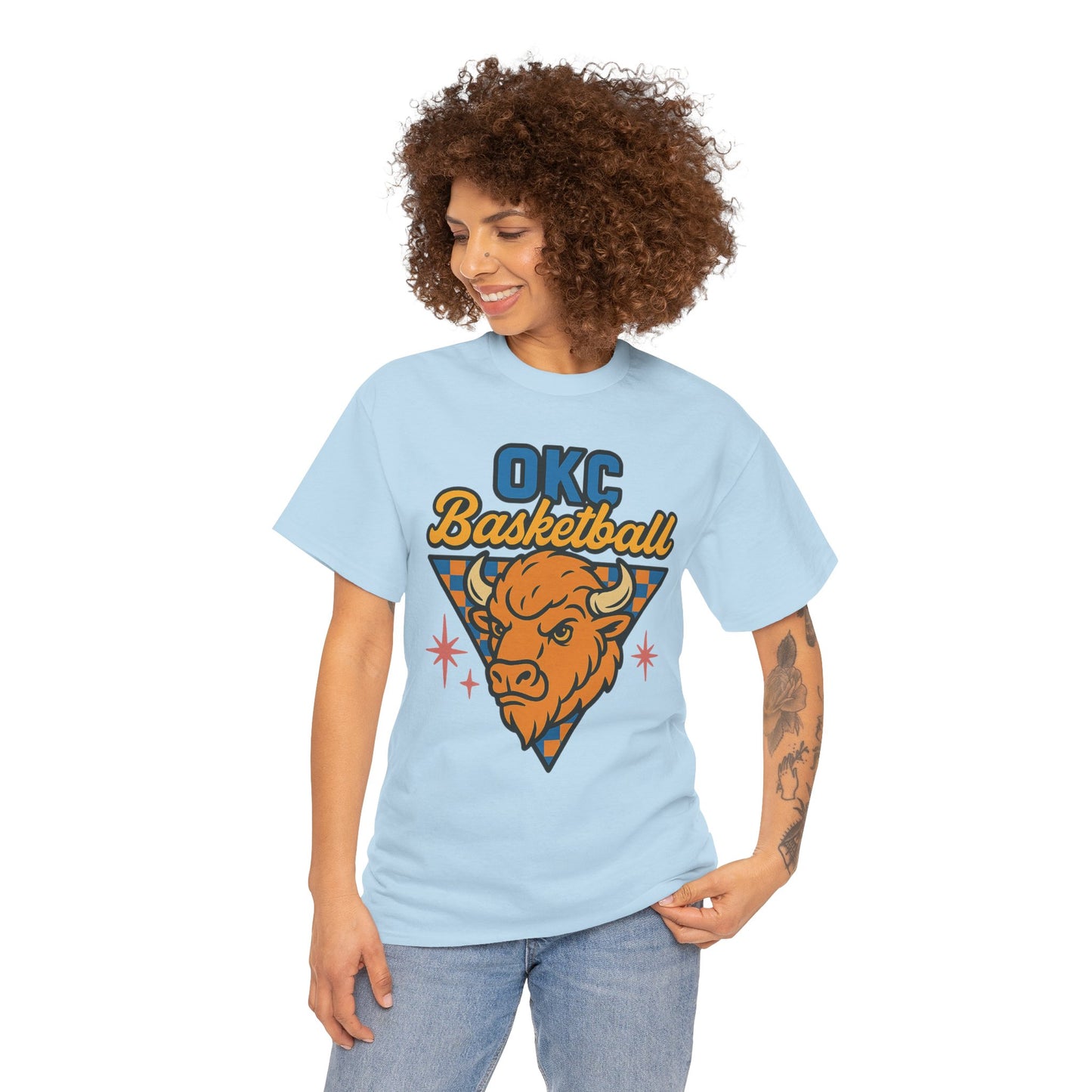 OKC Basketball Bison T-Shirt | Oklahoma City Retro Basketball Tee | Thunder Style Shirt | OKC Fan Gift | Vintage Sports Graphic