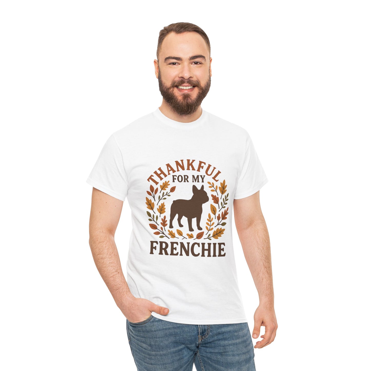 Thankful for My Frenchie Shirt – Fall French Bulldog T-Shirt, Thanksgiving Dog Lover Tee, Autumn Frenchie Gift for Pet Moms & Dads