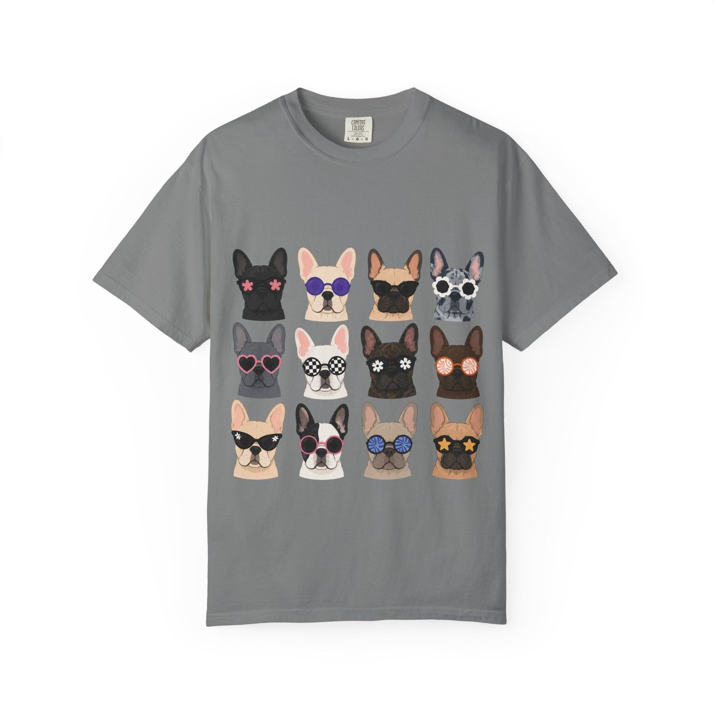 French Bulldog Sunglasses Shirt, Frenchie Faces Tee, Cute French Bulldog Shirt, Colorful Frenchie Dog Lover Gift, Dog Mom Graphic Tee