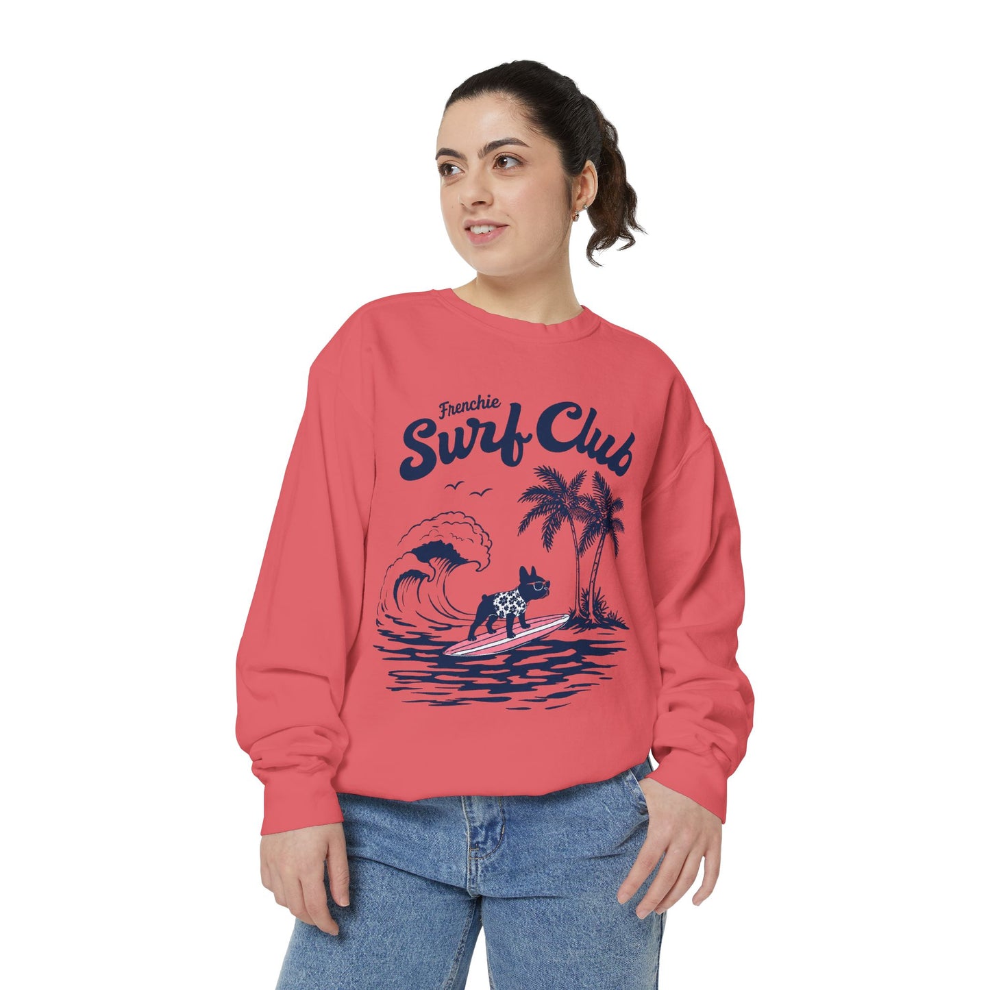 Surf Club Sweatshirt — Frenchie Surfing Graphic Crewneck