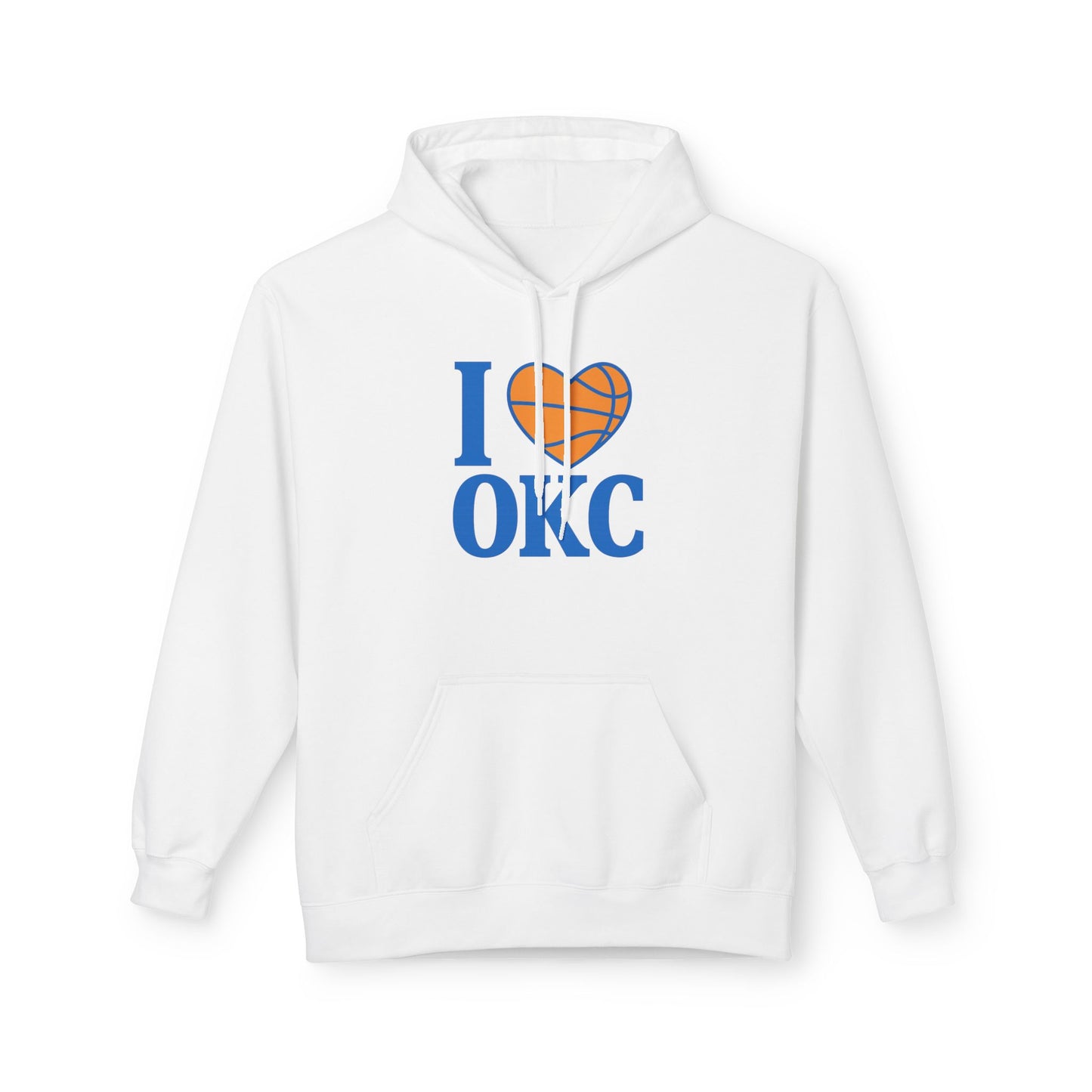 I Love OKC Basketball Hoodie | Oklahoma City Fan Pullover | Blue & Orange Game Day Sweatshirt