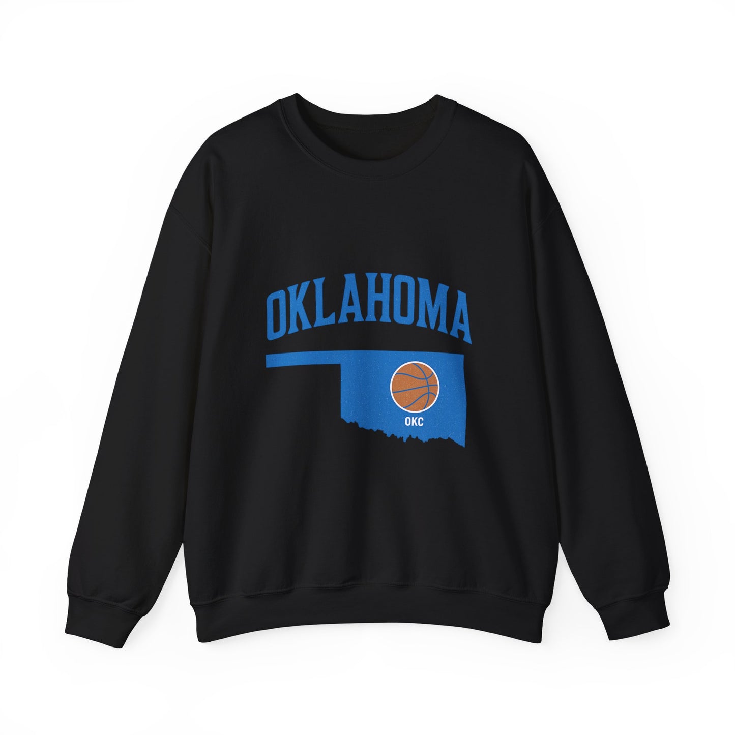 Oklahoma Basketball Sweatshirt | OKC State Outline Pullover | Blue and Orange Game Day Crewneck | Retro Oklahoma Sports Sweater