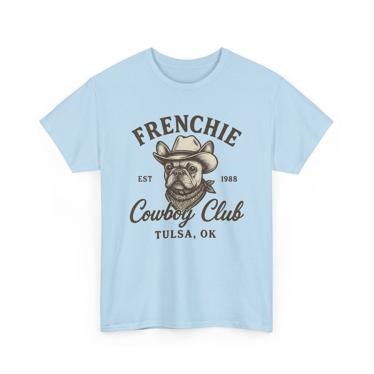 Frenchie Cowboy Club T-Shirt | Western French Bulldog Tee | Tulsa Oklahoma Dog Lover Shirt | Vintage Cowboy Graphic | Country Pet Gift