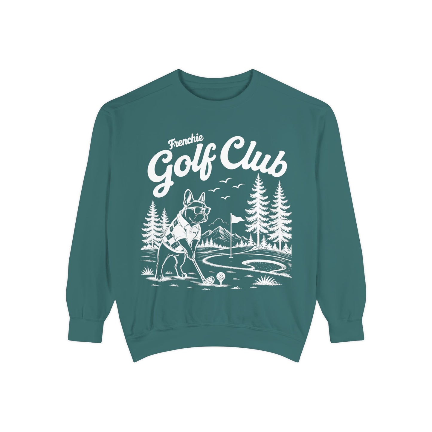 Frenchie Golf Club Sweatshirt, Golfing French Bulldog Crewneck, Golf Lover Dog Sweatshirt, Country Club Frenchie Gift, Vintage Golf Sweatshirt