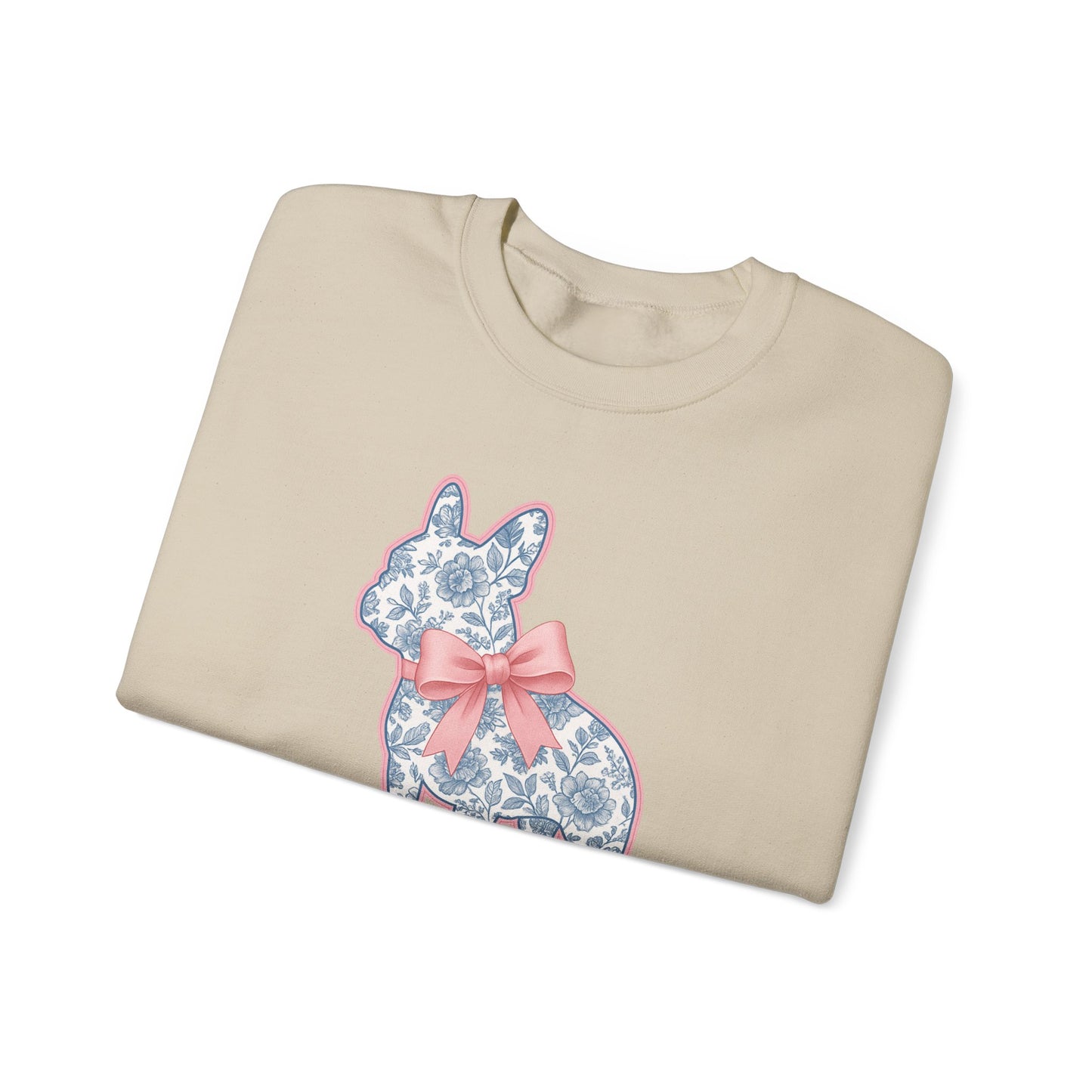 Frenchie Mama Sweatshirt – Blue Floral French Bulldog with Pink Bow, Cute Dog Mom Crewneck, French Bulldog Lover Gift, Cozy Dog Mom Sweater