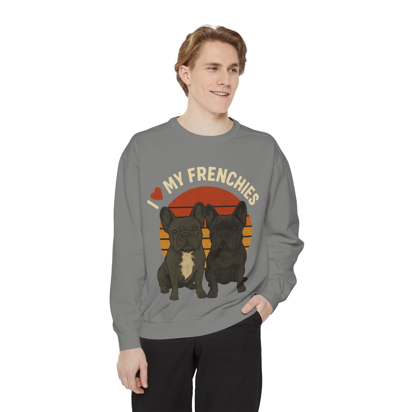 I Love My Frenchies Sweatshirt | Retro French Bulldog Pullover | Vintage Dog Mom Crewneck | Cozy Frenchie Lover Sweater