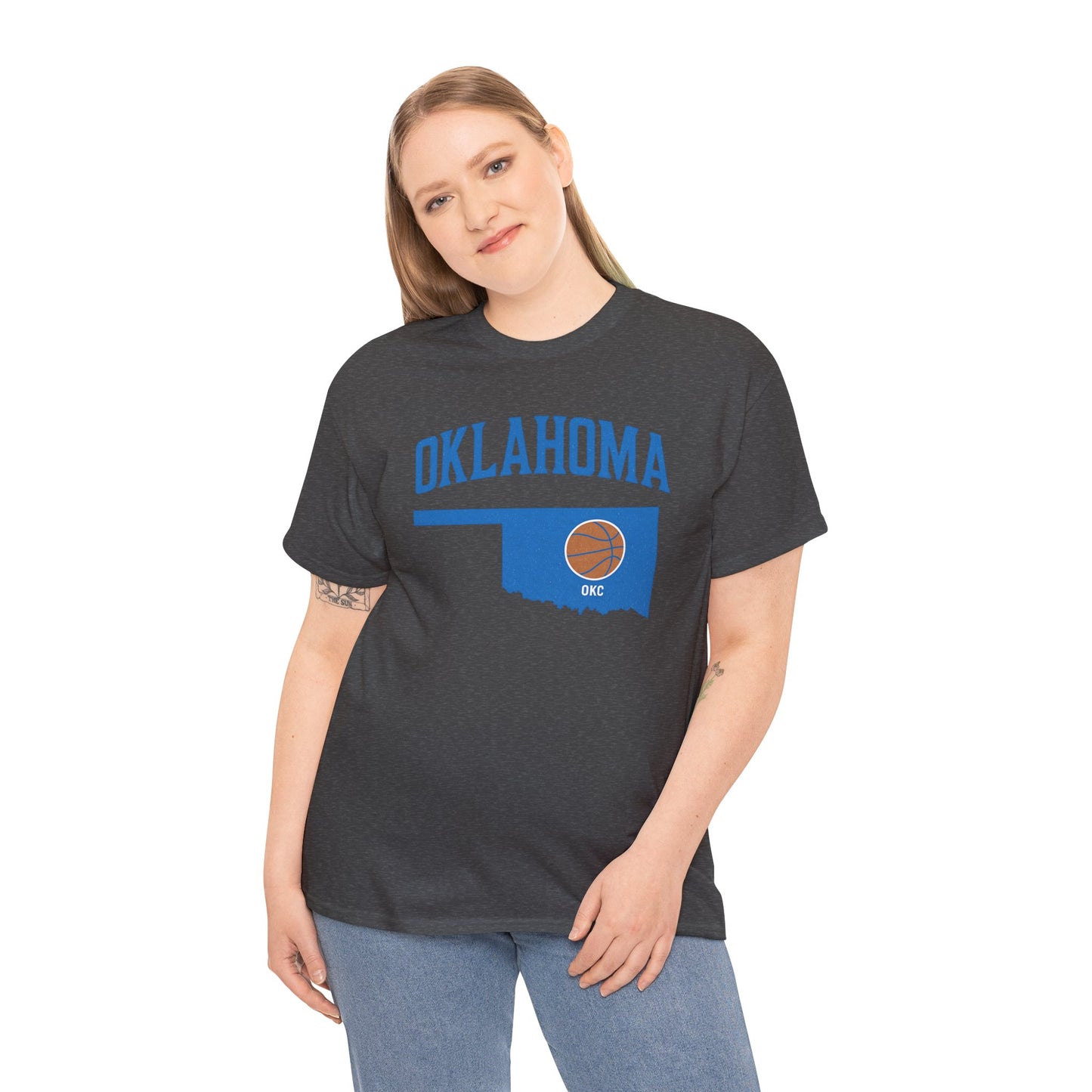 Oklahoma City Basketball Shirt | OKC Basketball Style Tee | Blue & Orange Oklahoma State T-Shir