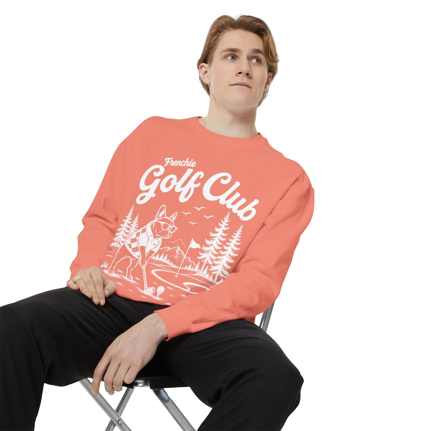 Frenchie Golf Club Sweatshirt, Golfing French Bulldog Crewneck, Golf Lover Dog Sweatshirt, Country Club Frenchie Gift, Vintage Golf Sweatshirt