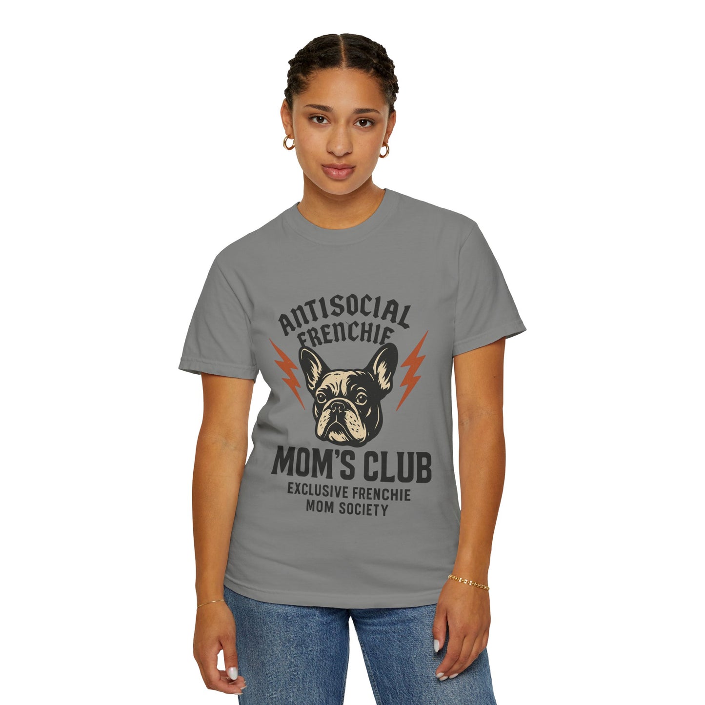 Antisocial Frenchie Mom’s Club Shirt – Retro French Bulldog Mom Tee, Funny Frenchie Lover Gift, Vintage Dog Mom Graphic T-Shirt
