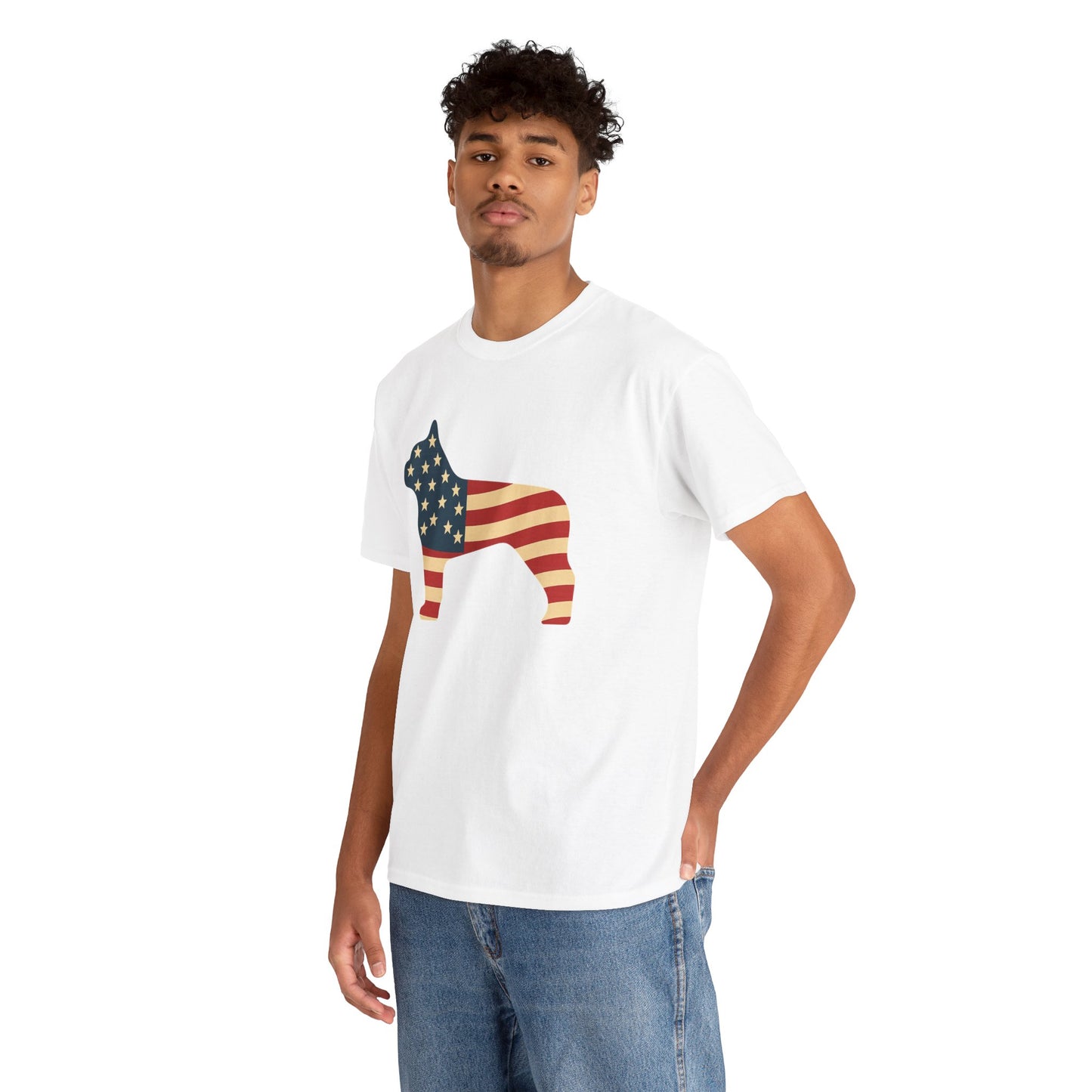 Patriotic French Bulldog T-Shirt | American Flag Frenchie Tee | USA Dog Lover Shirt | 4th of July French Bulldog Gift for Dog Moms & Dads