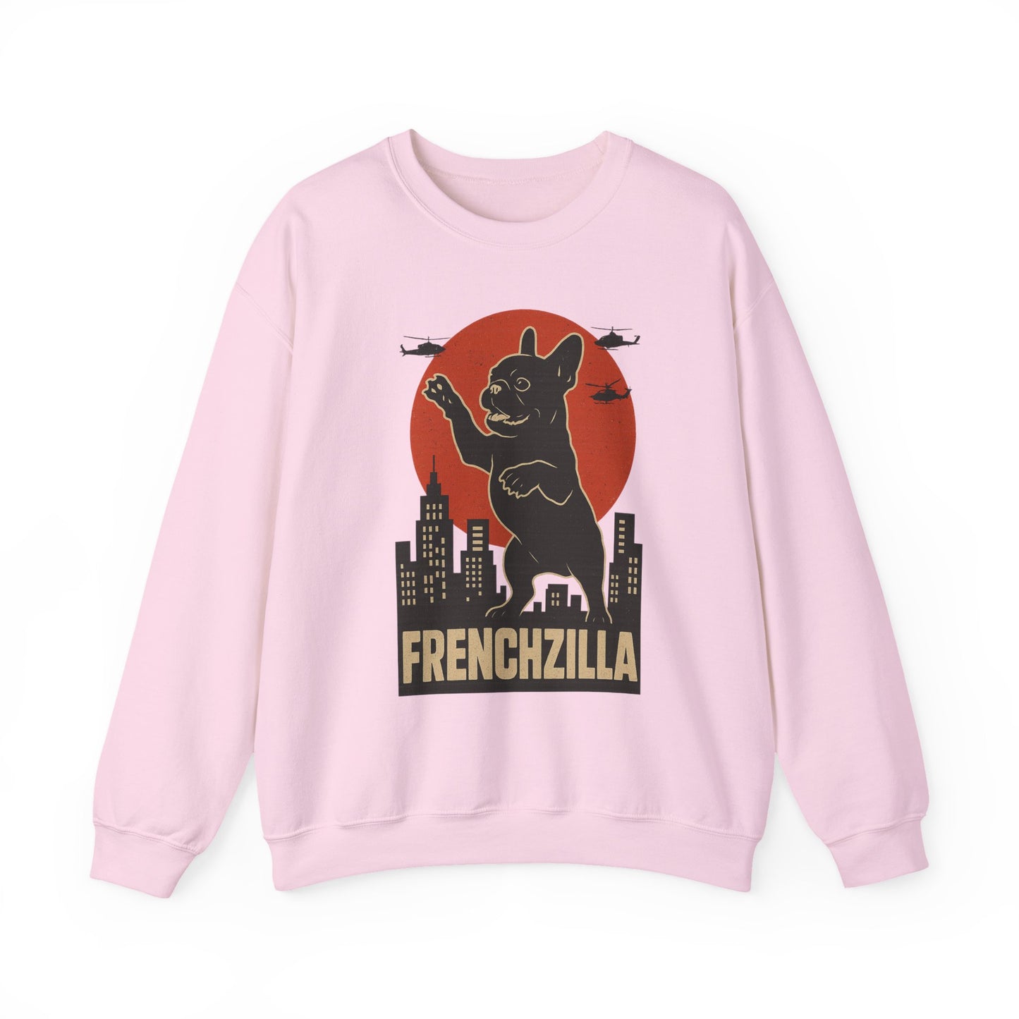 French Bulldogzilla Sweatshirt | Godzilla Inspired French Bulldog Graphic Tee | Retro Japanese Movie Style Dog Lover Shirt | Funny Frenchie Gift