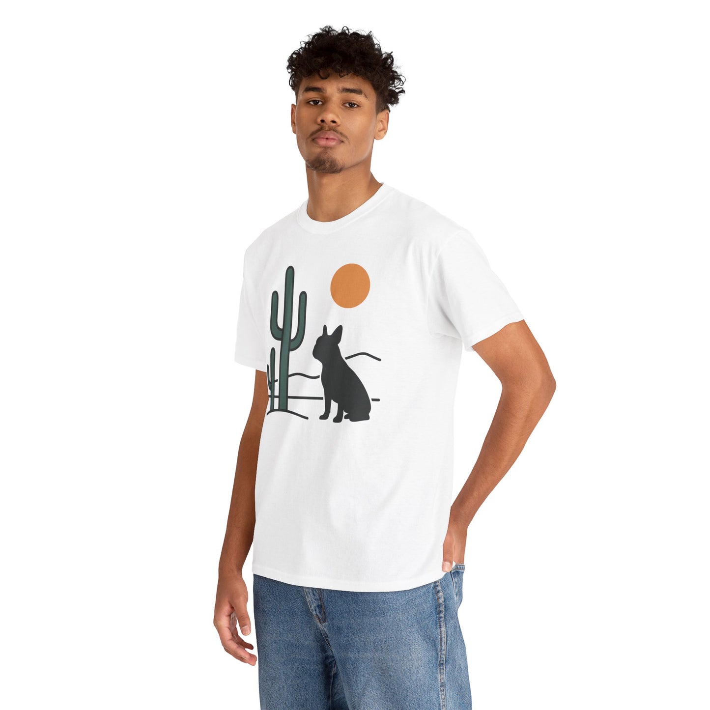 Desert Frenchie T-Shirt | Minimalist Cactus Dog Tee | French Bulldog Desert Sunset Shirt | Pet Lover Gift | Modern Graphic Dog Mom Tee