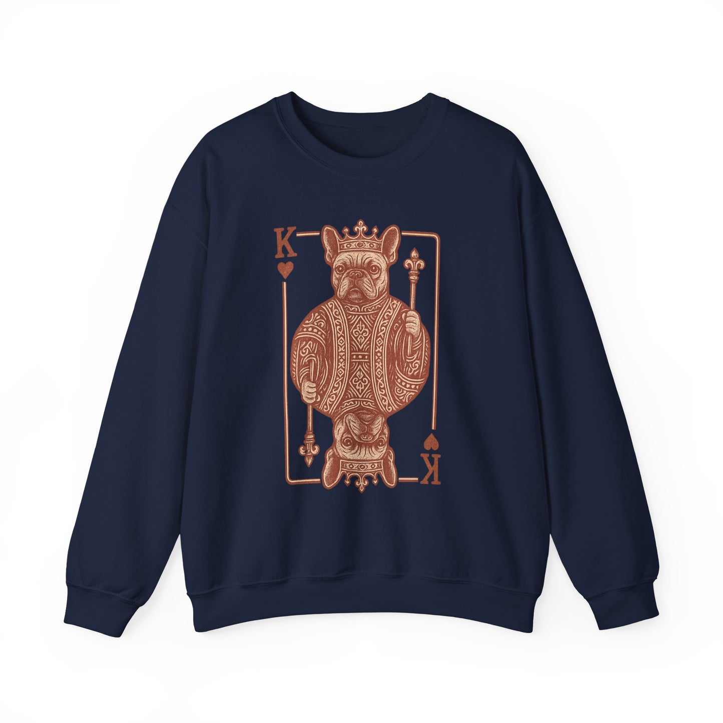 King French Bulldog Sweatshirt, Frenchie Playing Card Crewneck, Royal French Bulldog Pullover, King of Hearts Frenchie Sweatshirt, Vintage Dog Lover Gift