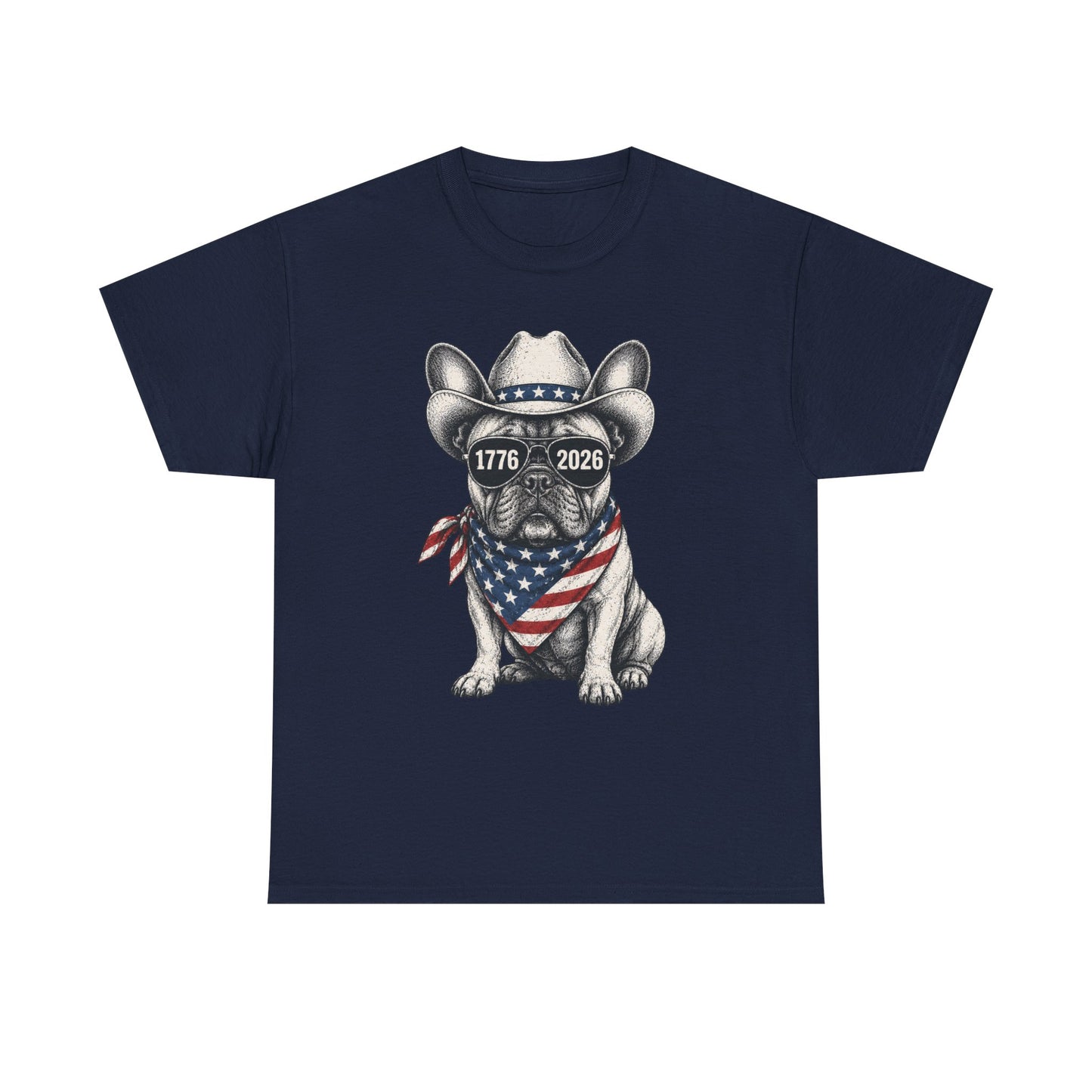 Patriotic French Bulldog Shirt, 250th Anniversary America Tee, 1776 2026 Frenchie Cowboy Shirt, 4th of July Dog Lover Gift