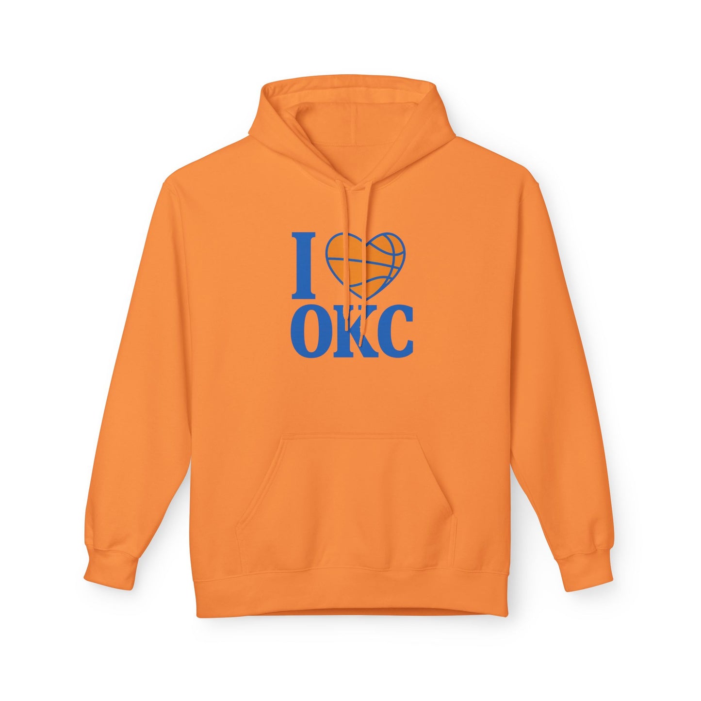 I Love OKC Basketball Hoodie | Oklahoma City Fan Pullover | Blue & Orange Game Day Sweatshirt