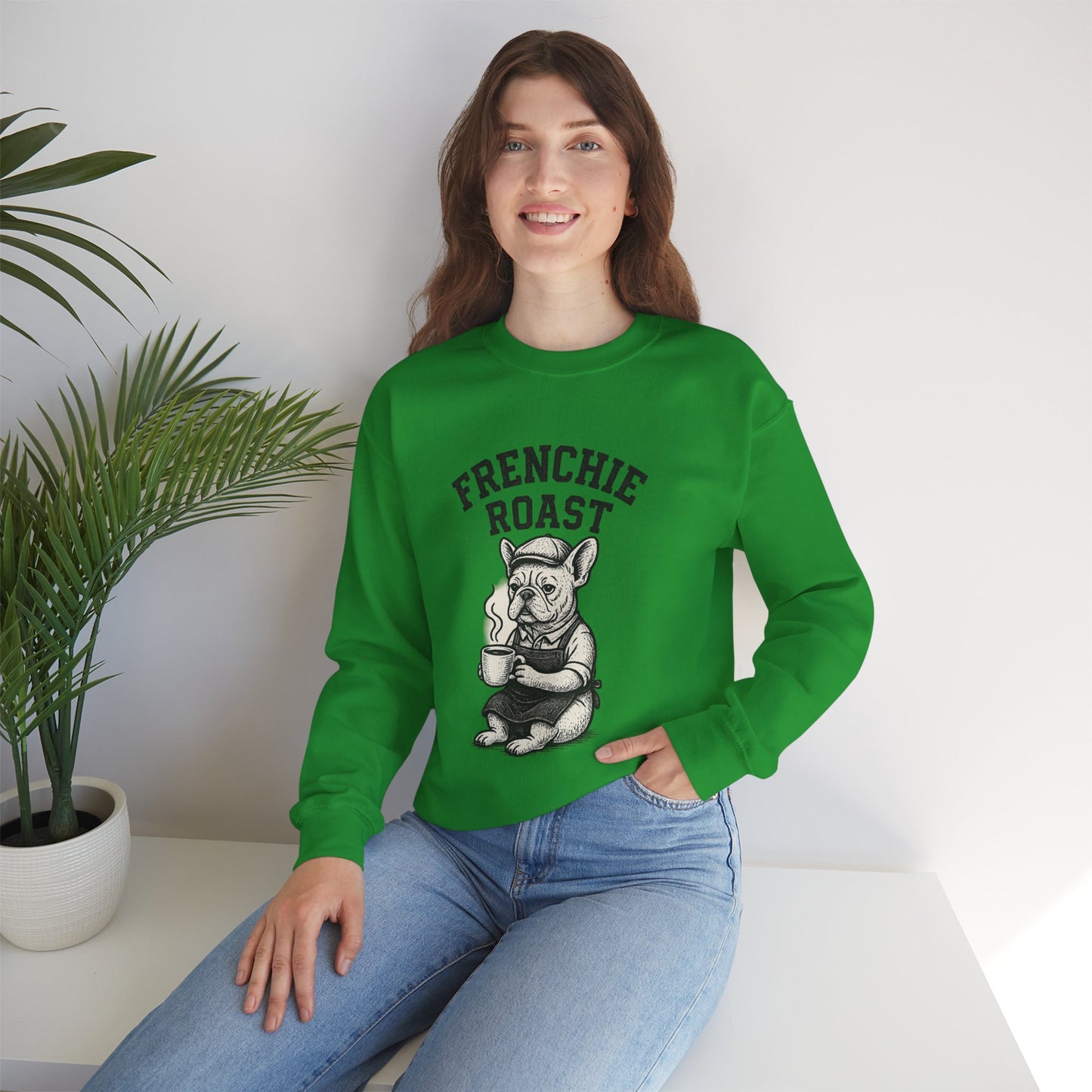 Frenchie Roast Sweatshirt • French Bulldog Coffee Lover Sweater • Cute Barista Dog Pullover • Frenchie Mom Gift • Cozy Dog Lover Crewneck