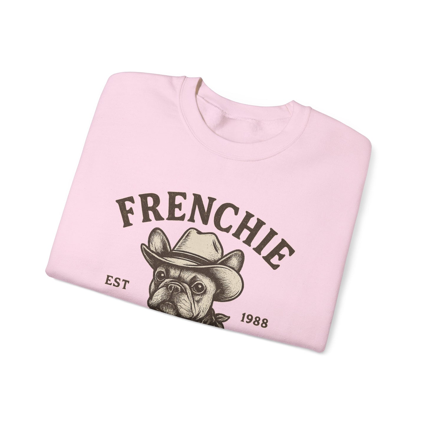 Retro Frenchie Cowboy Club Sweatshirt | Vintage Western French Bulldog Pullover | Country Dog Lover Crewneck | Tulsa Oklahoma Graphic Sweater