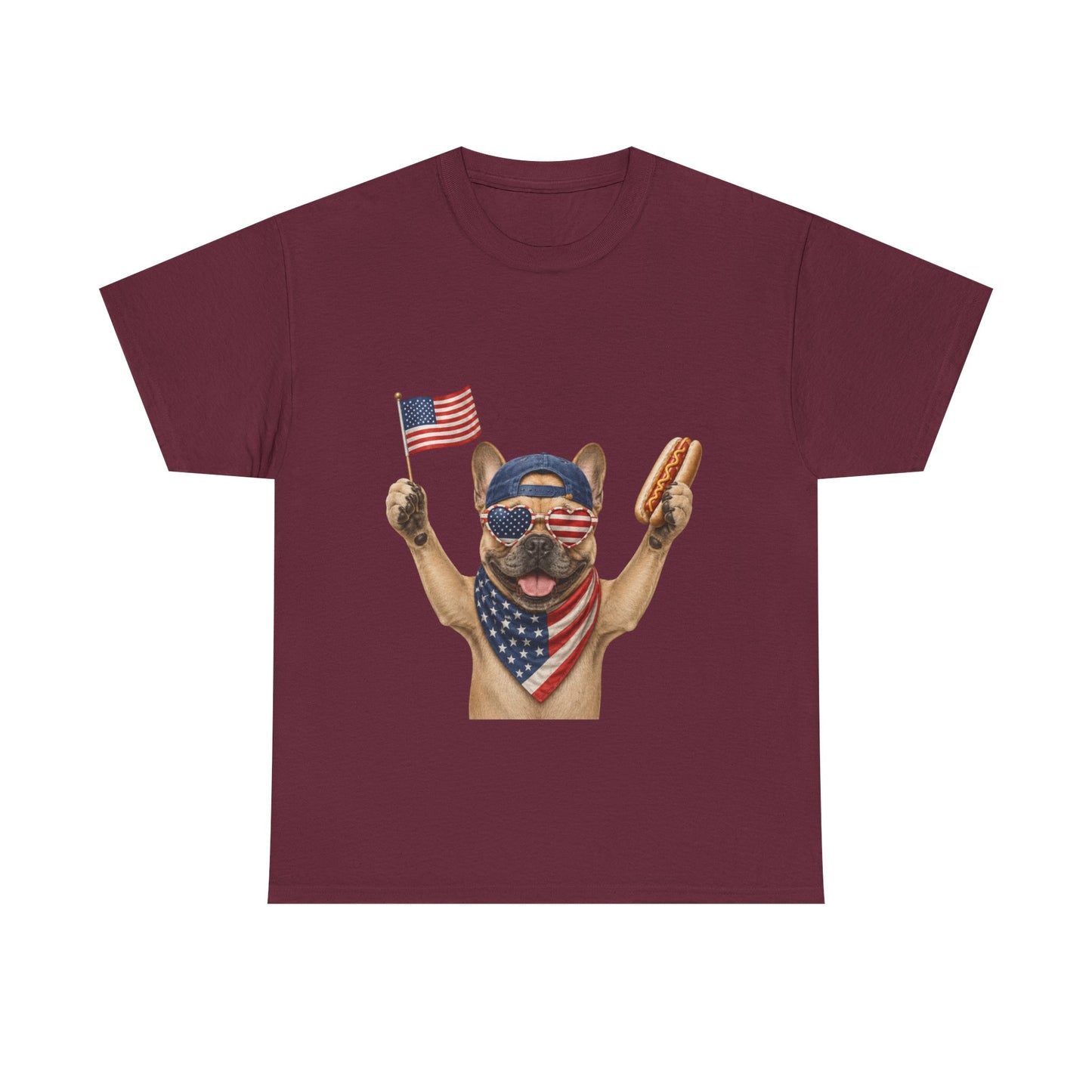 Patriotic French Bulldog Shirt, Funny Frenchie 4th of July Tee, American Flag Dog Shirt, Hot Dog French Bulldog Gift, USA Dog Lover Shirt