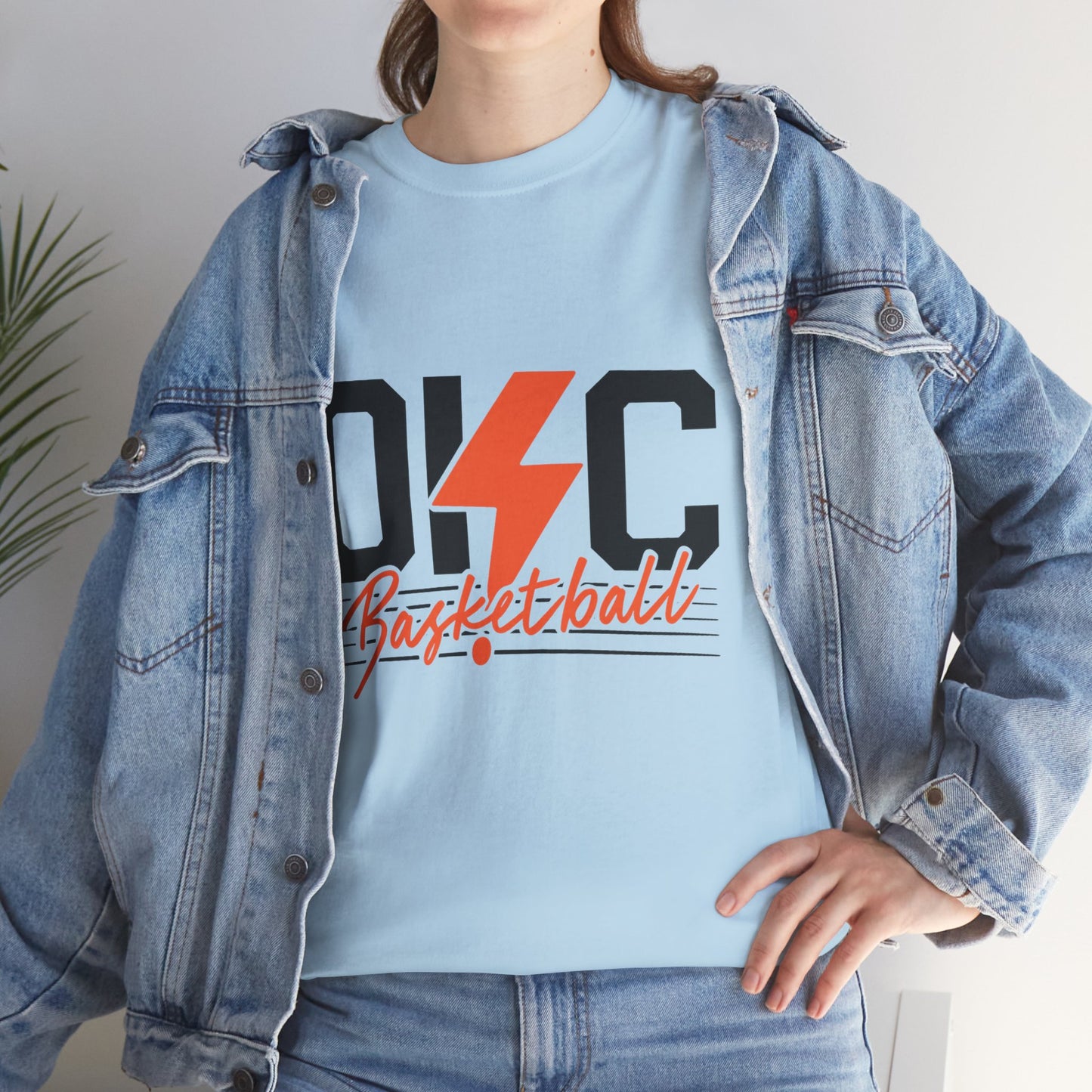 OKC Basketball Lightning Bolt Shirt • Retro Oklahoma City Hoops Tee • Blue & Orange Game Day T-Shirt • Local Basketball Fan Gift