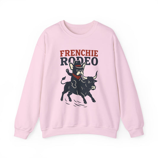 Frenchie Rodeo Sweatshirt – Cowboy French Bulldog Crewneck, Western Dog Lover Gift, Funny Rodeo Pullover for Pet Moms & Dads