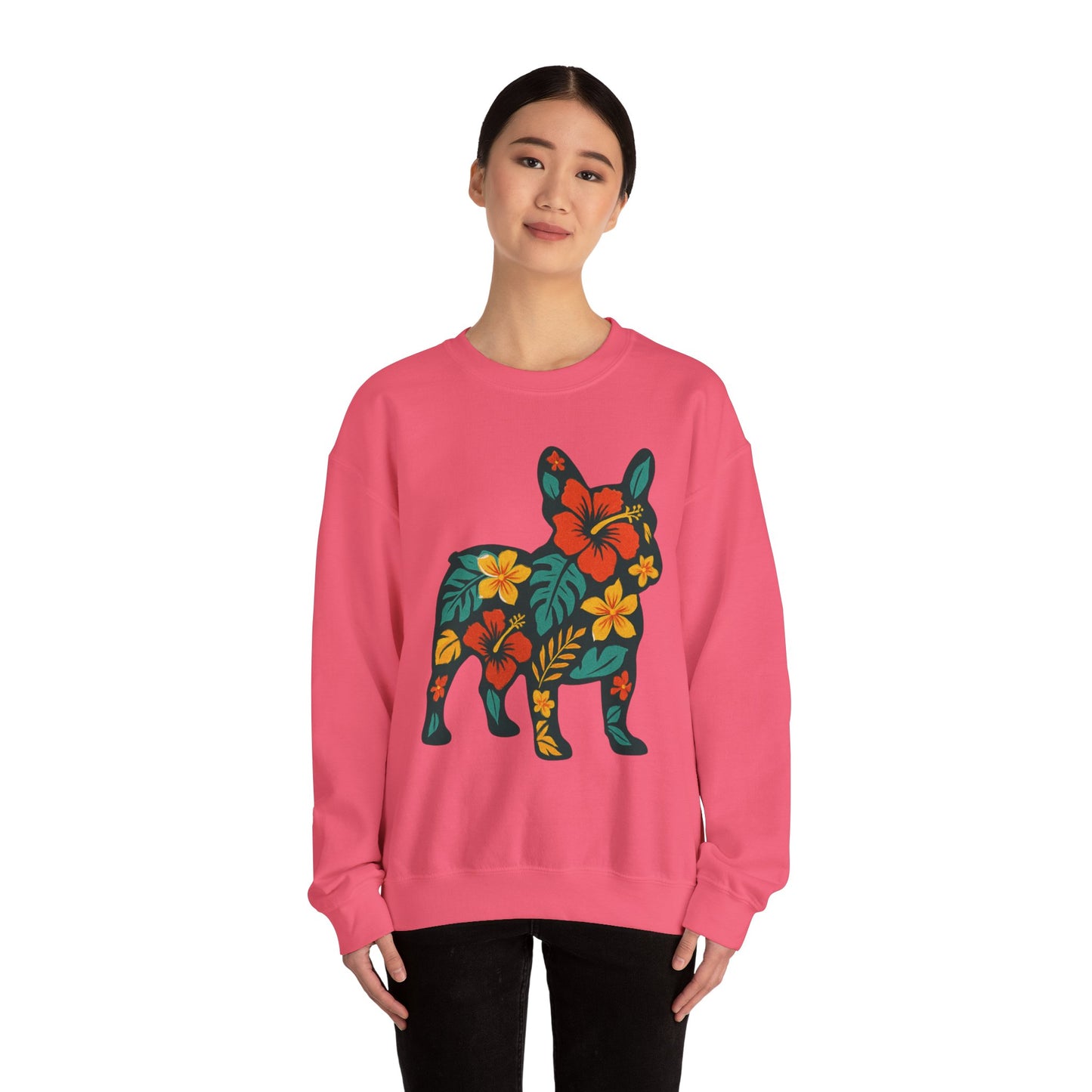 Hawaiian French Bulldog Sweatshirt | Tropical Floral Frenchie Sweater | Summer Dog Lover Gift | Cute Floral Frenchie Pullover