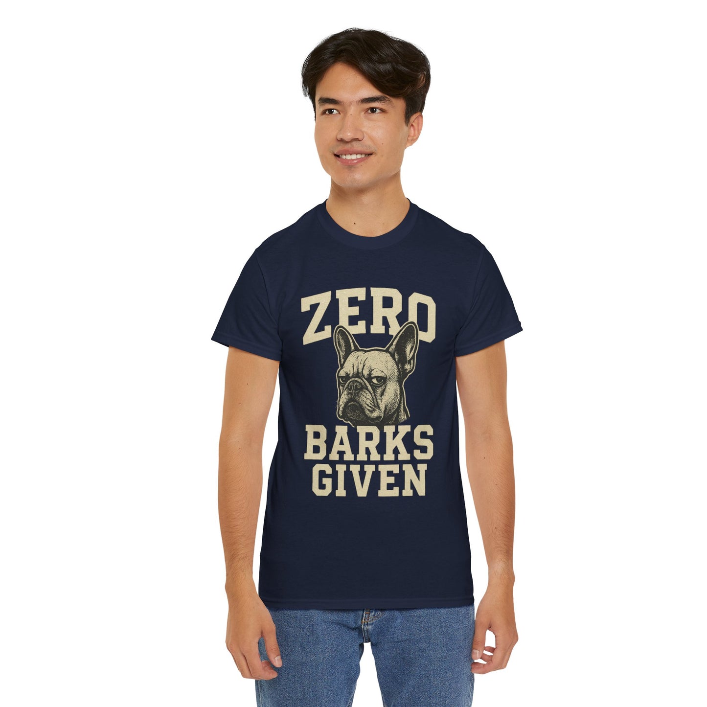 Zero Barks Given Frenchie T-Shirt – Funny French Bulldog Tee, Grumpy Dog Humor Shirt, Frenchie Lover Gift, Dog Mom Graphic Tee, Vintage Style Dog Shirt
