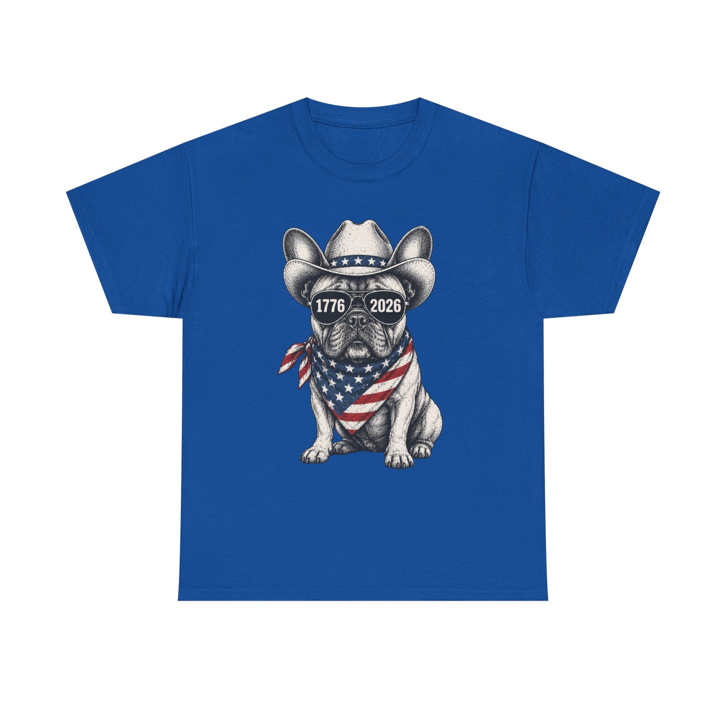 Patriotic French Bulldog Shirt, 250th Anniversary America Tee, 1776 2026 Frenchie Cowboy Shirt, 4th of July Dog Lover Gift
