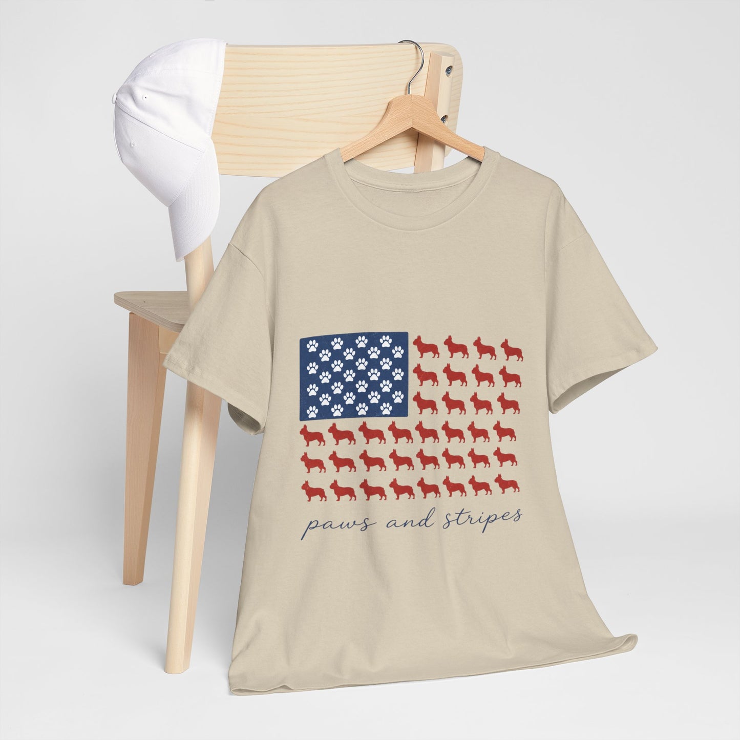 Paws and Stripes Shirt, Patriotic French Bulldog Tee, Frenchie American Flag Shirt, 4th of July Dog Lover Gift, USA Frenchie Tee
