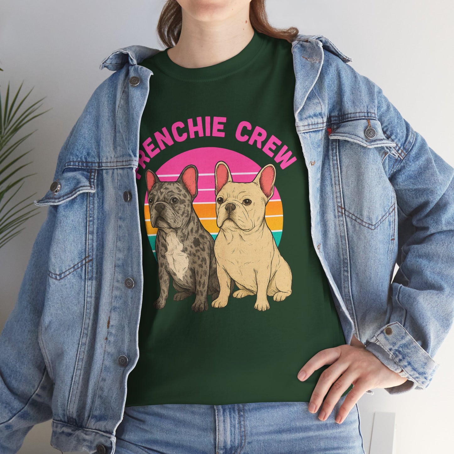 Frenchie Crew T-Shirt | Retro French Bulldog Tee | Merle & Cream Frenchie Dog Lover Shirt | Cute Gift for Frenchie Moms & Dads