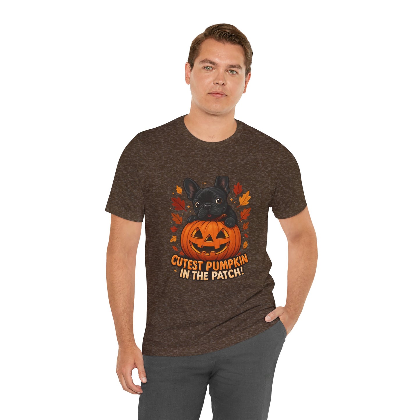 Cutest Pumpkin in the Patch Frenchie T-Shirt | Halloween Dog Lover Tee | Fall French Bulldog Shirt | Cute Pumpkin Patch Graphic Tee